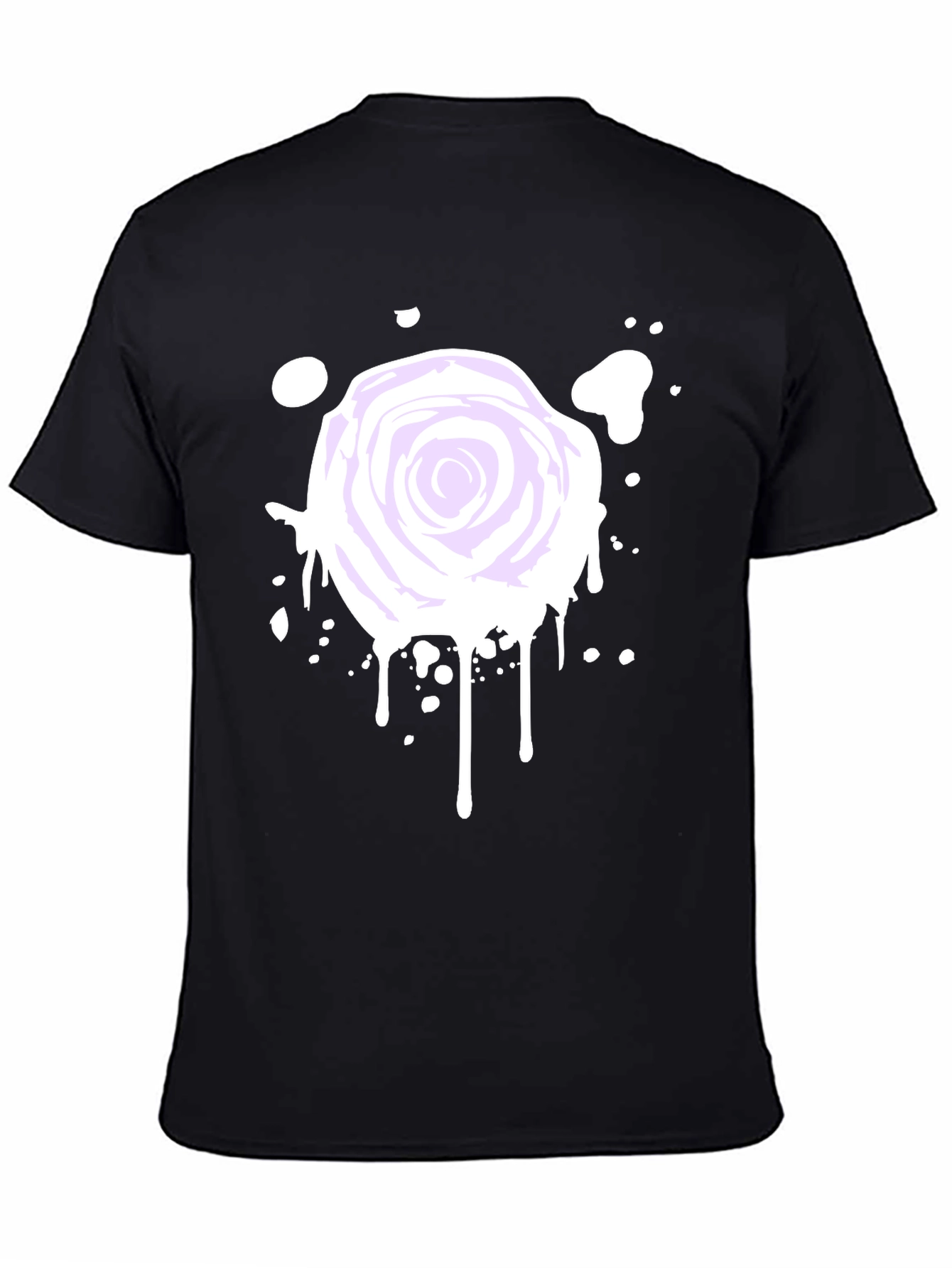Black Rose Splatter Graphic Tee - Black Cotton Blend view 4