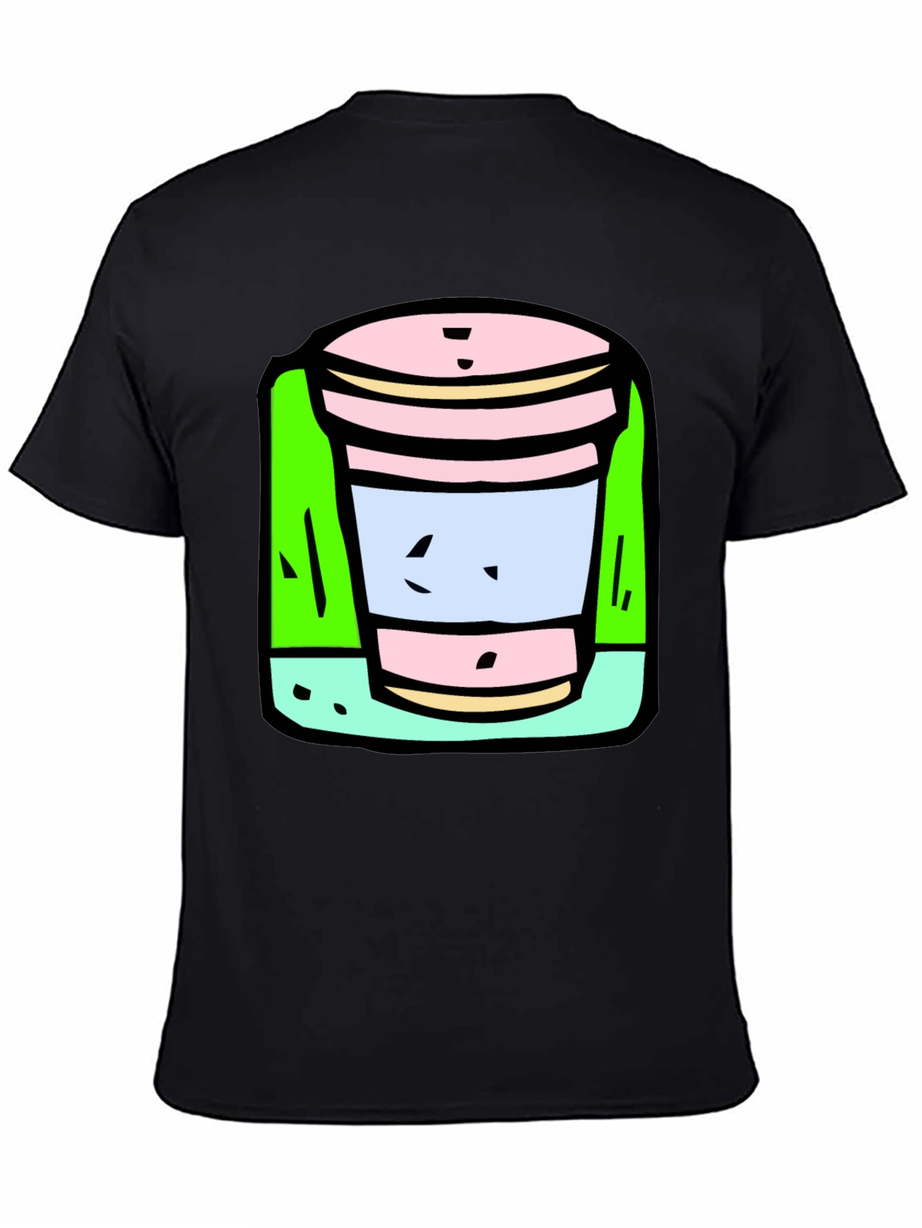 Black Cartoon Cup T-Shirt: Fun, Unique Graphic Tee view 4