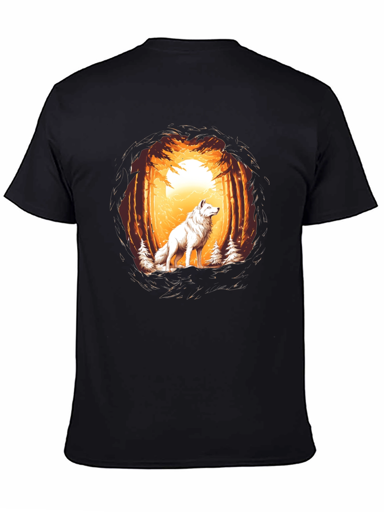 Black Wolf Forest Graphic Tee - Black view 4
