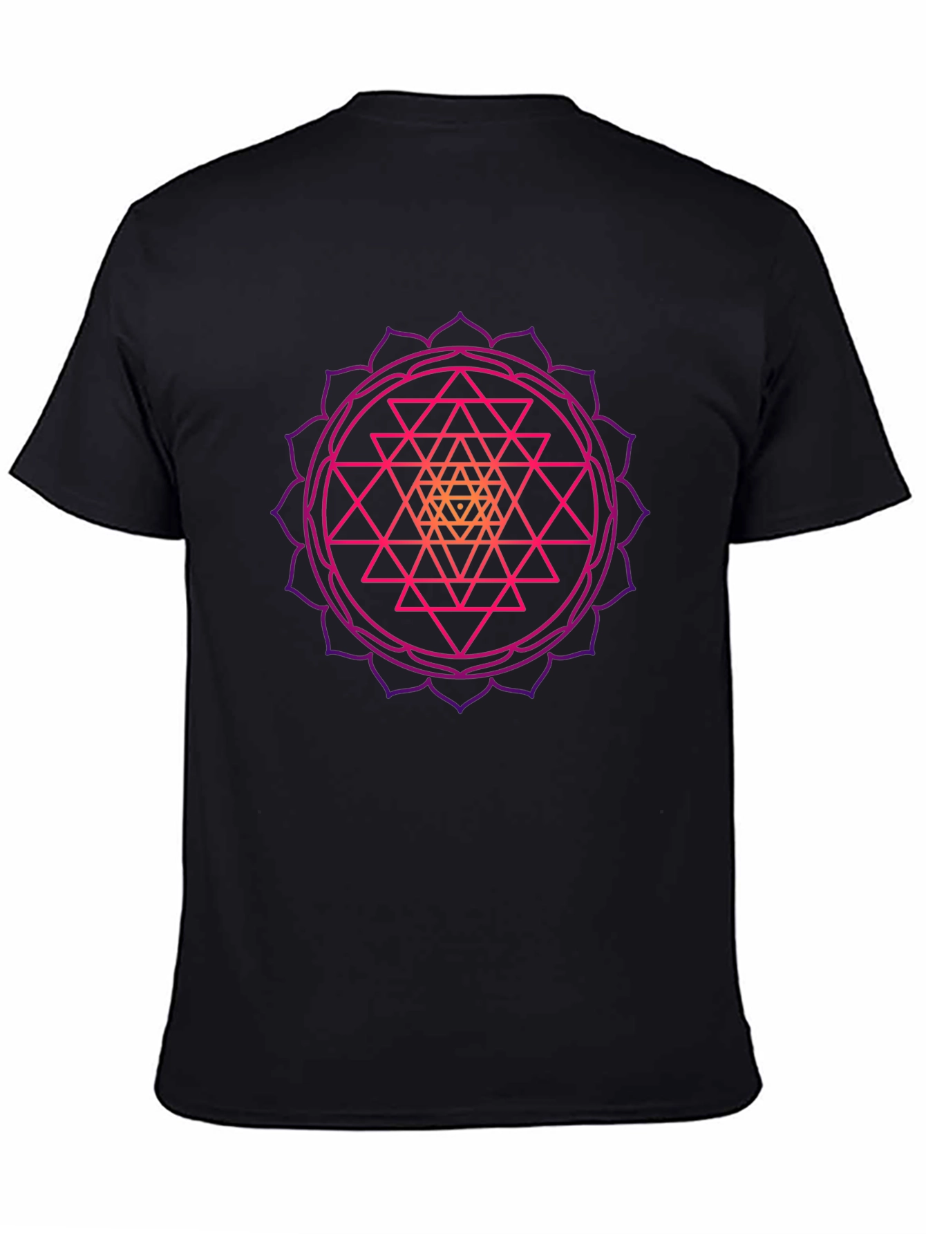 Black Geometric Mandala Graphic Tee - Black Cotton T-Shirt view 4