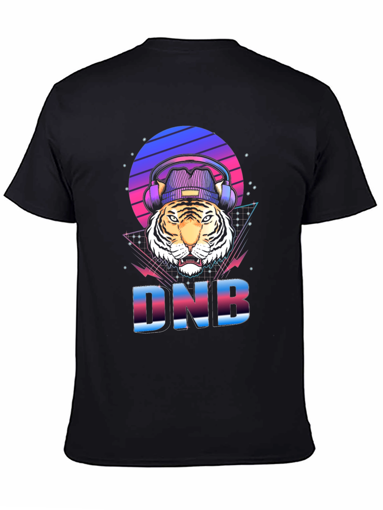 Black DNB Tiger Graphic T-Shirt, EDM Rave Style view 4