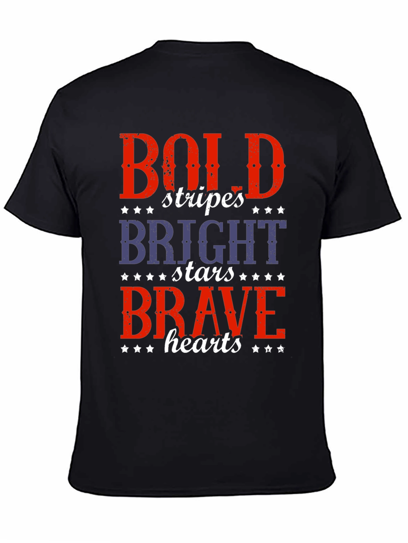 Black Bold Stripes, Bright Stars, Brave Hearts T-Shirt view 4