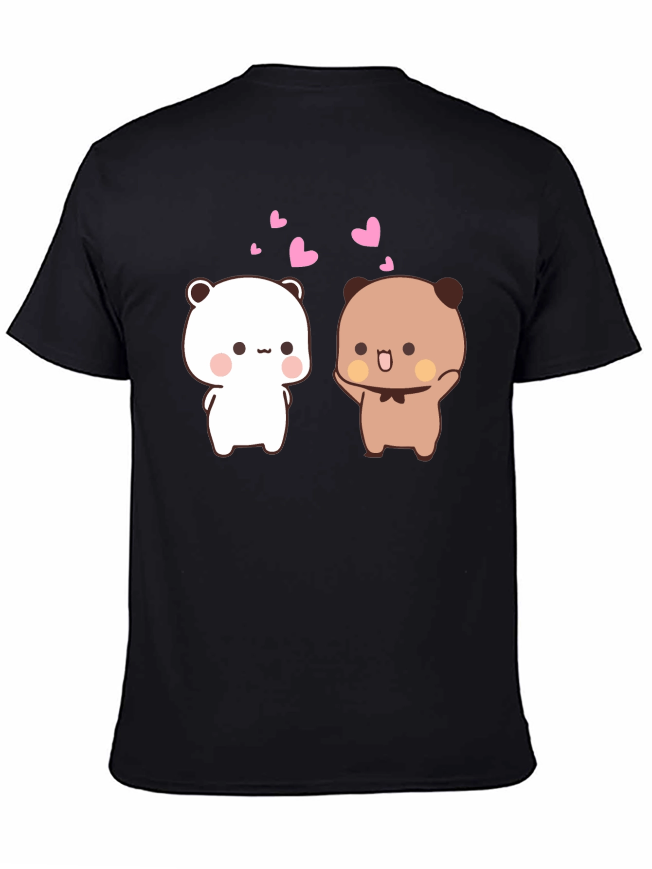 Black Cute Cartoon Bears Black T-Shirt view 4