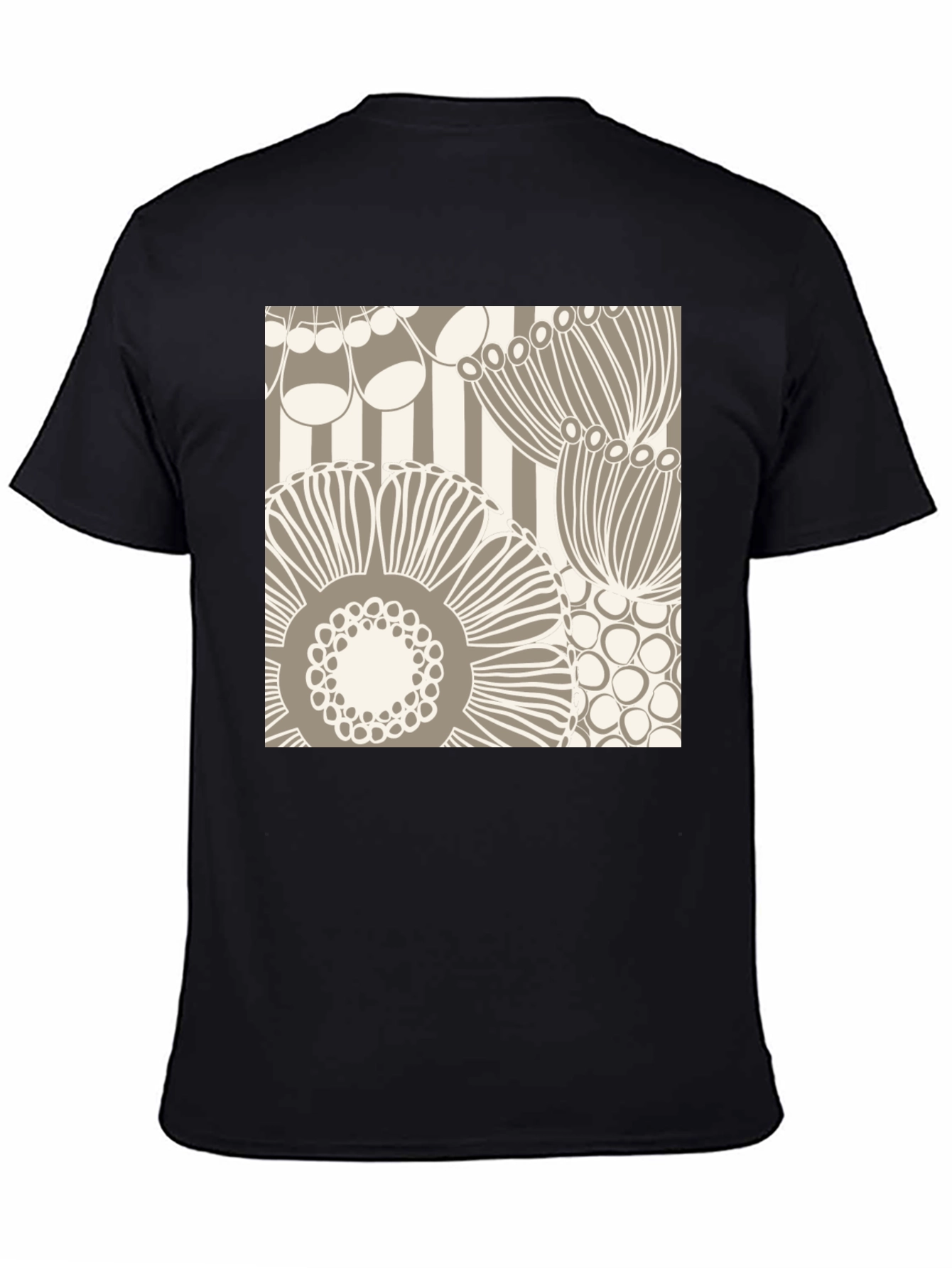 Black Abstract Floral Graphic Print Black T-Shirt view 4