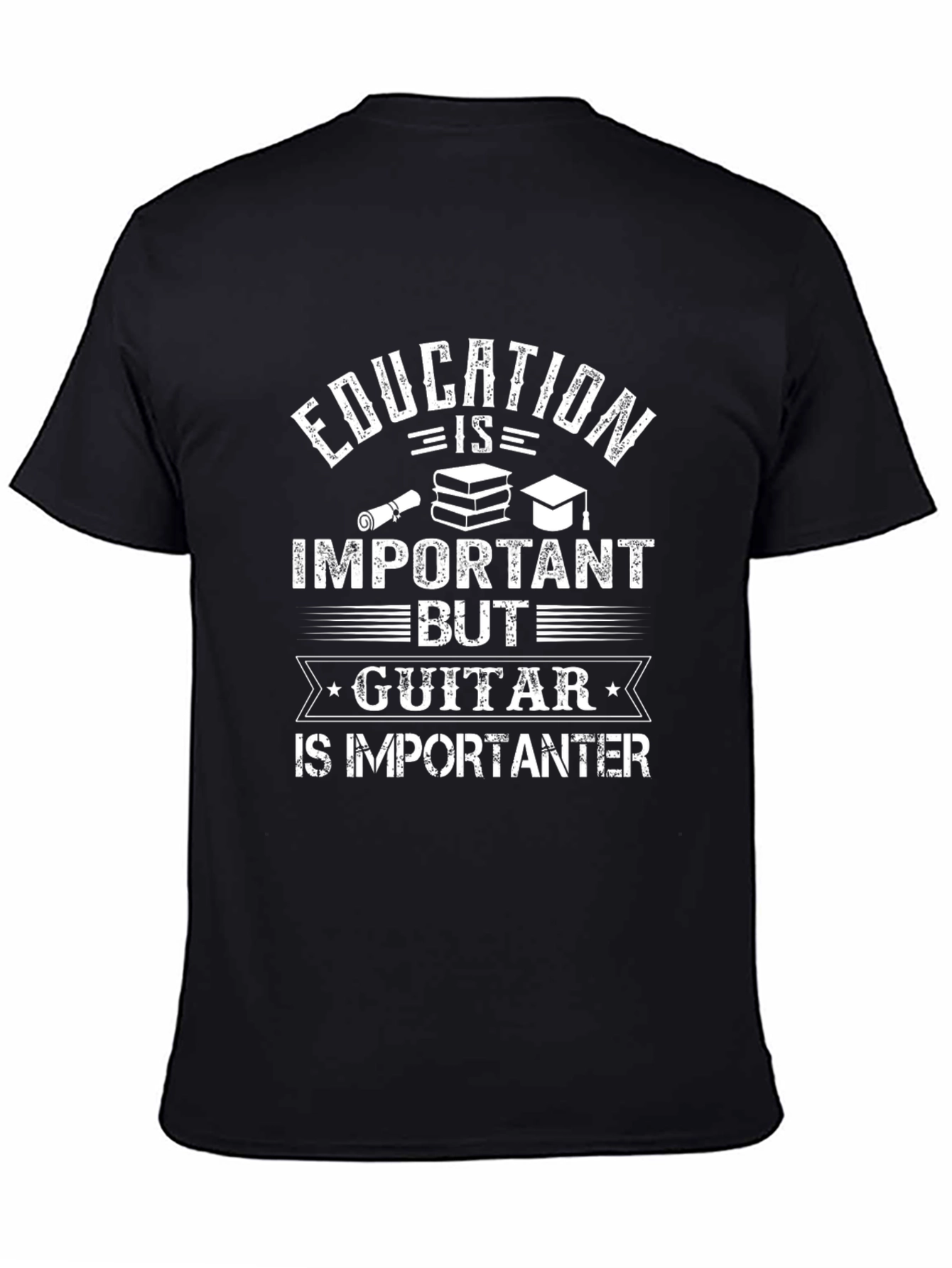 Black Education vs Guitar Tee - Funny Musician T-Shirt view 4