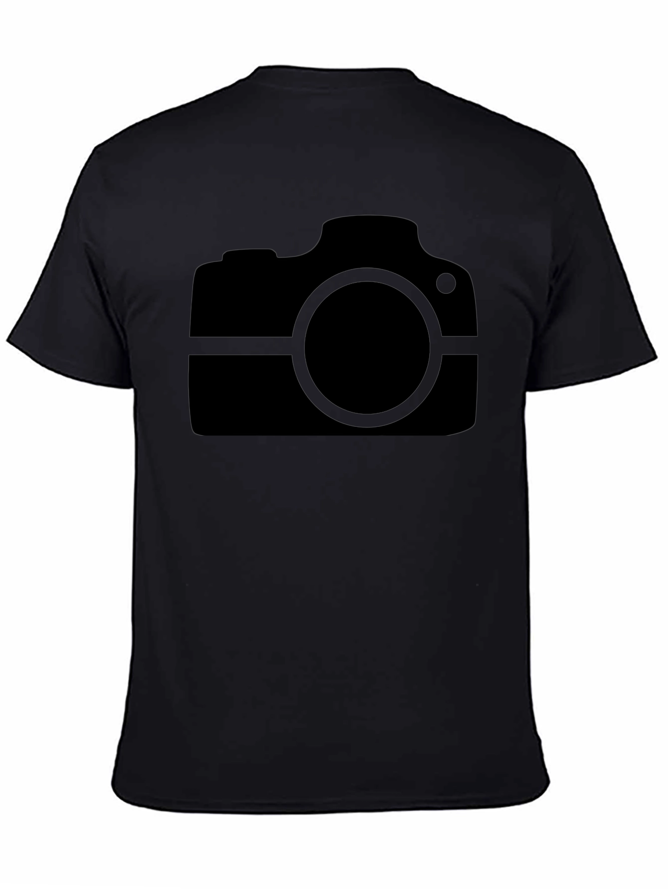 Black Camera Graphic Tee - Black Cotton Casual Wear view 4