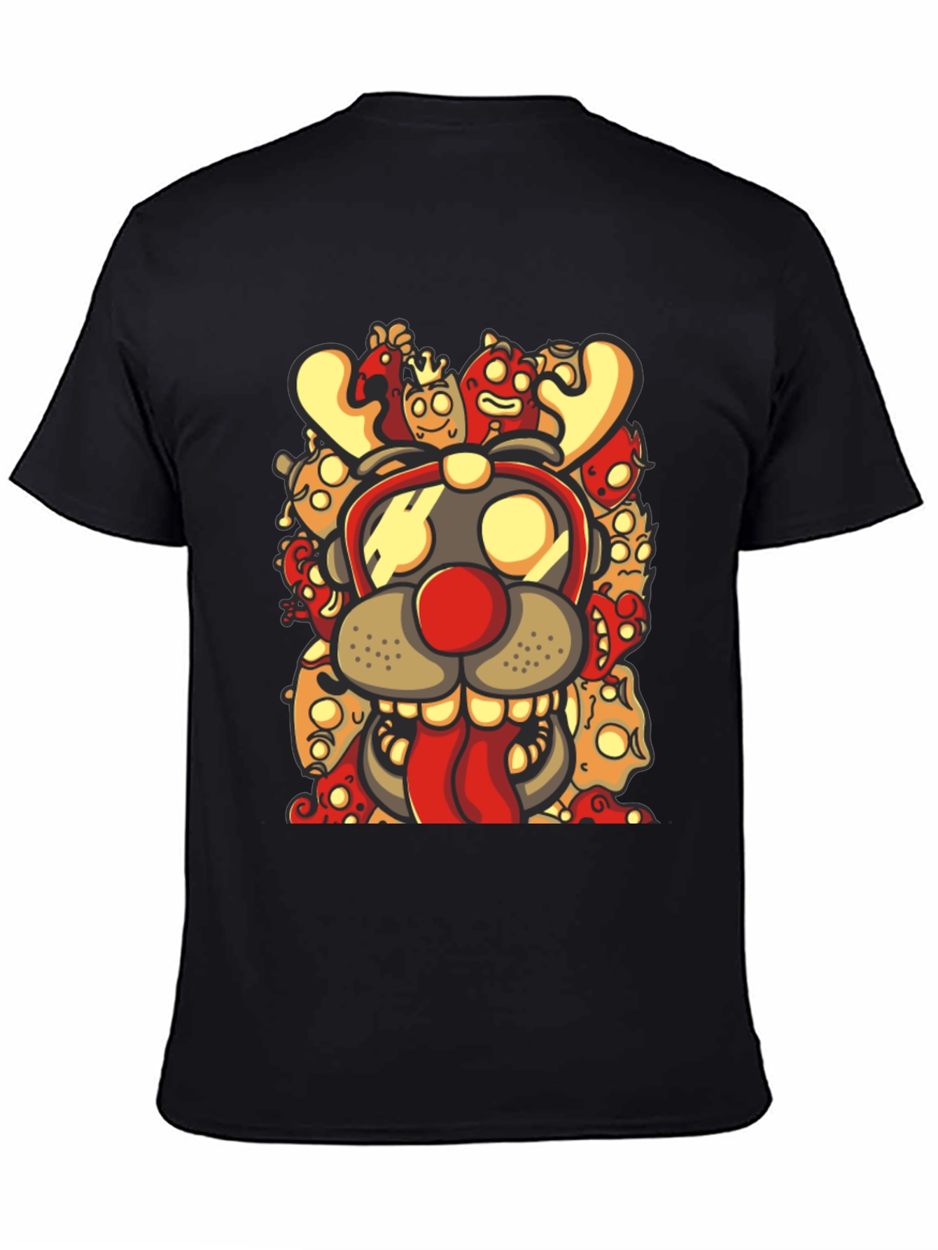 Black Cartoon Reindeer Graphic Black T-Shirt view 4