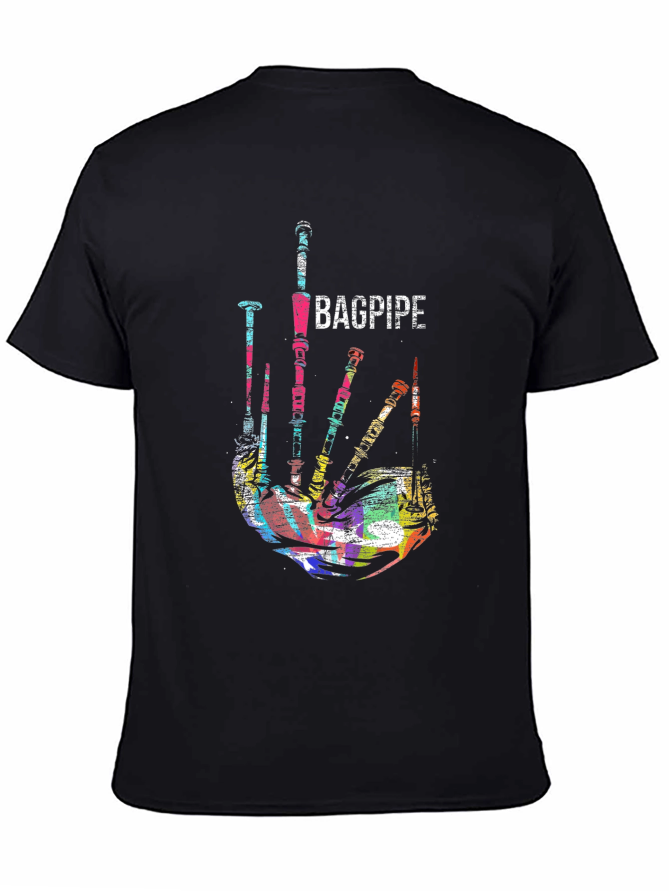 Black Bagpipe Graphic Black T-Shirt Unique Music Tee view 4