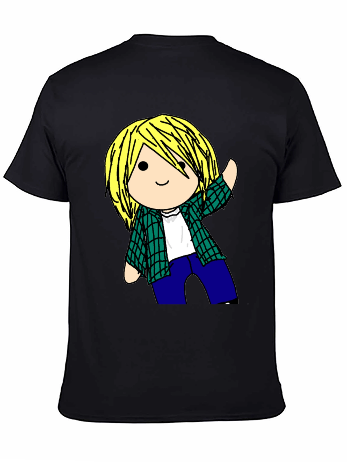 Black Cartoon Character Black T-Shirt view 4