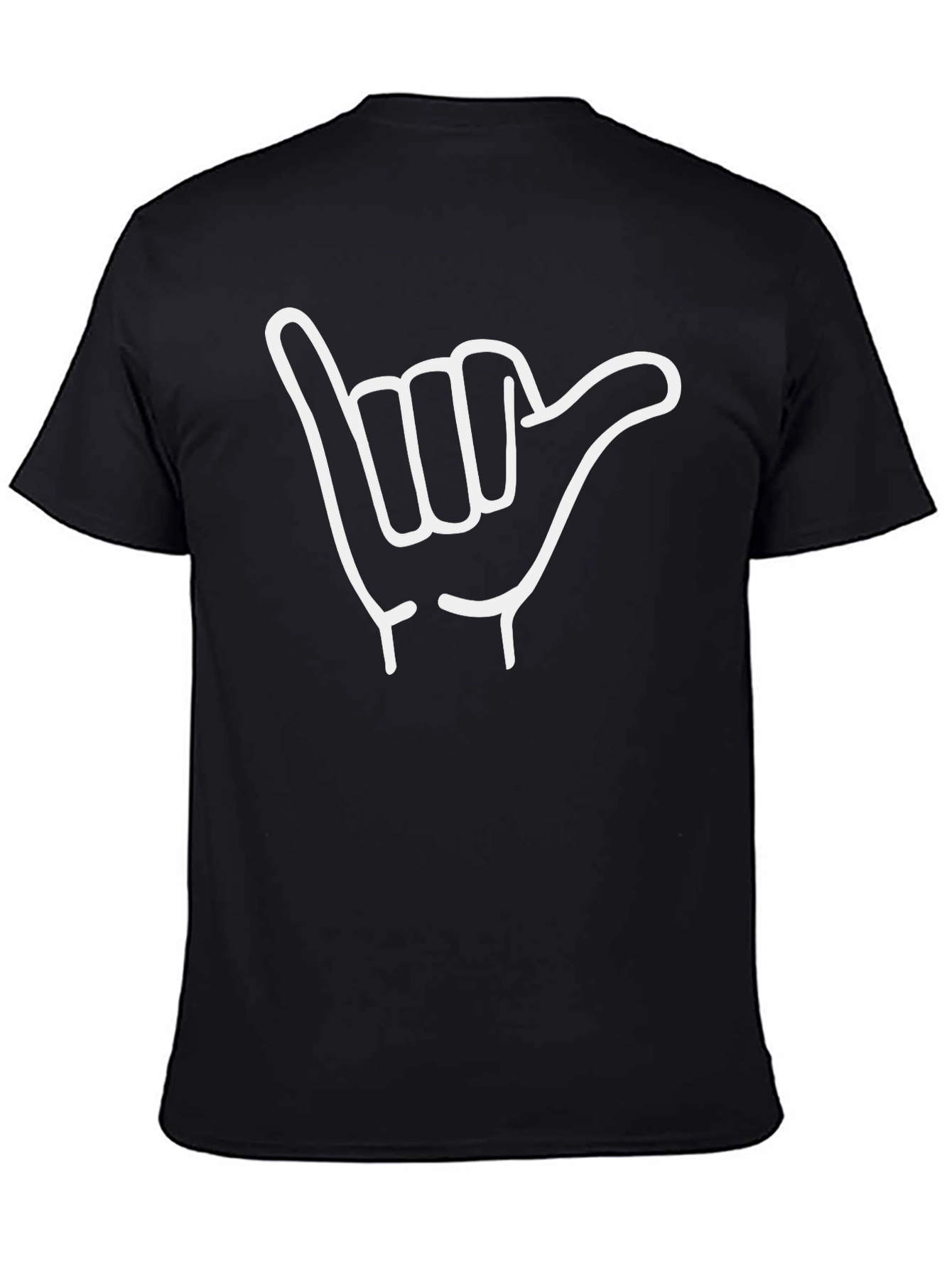 Black Hang Loose T-Shirt - Shaka Hand Gesture Tee view 4