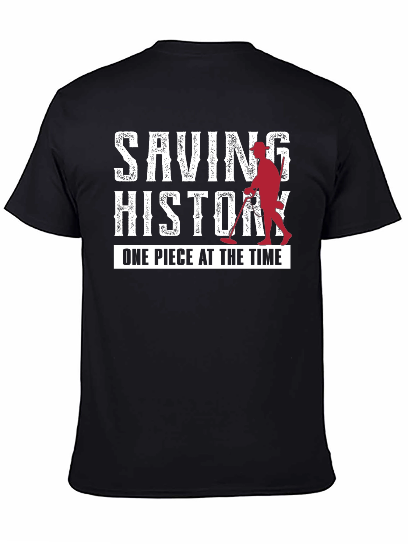 Black Saving History Metal Detecting T-Shirt view 4