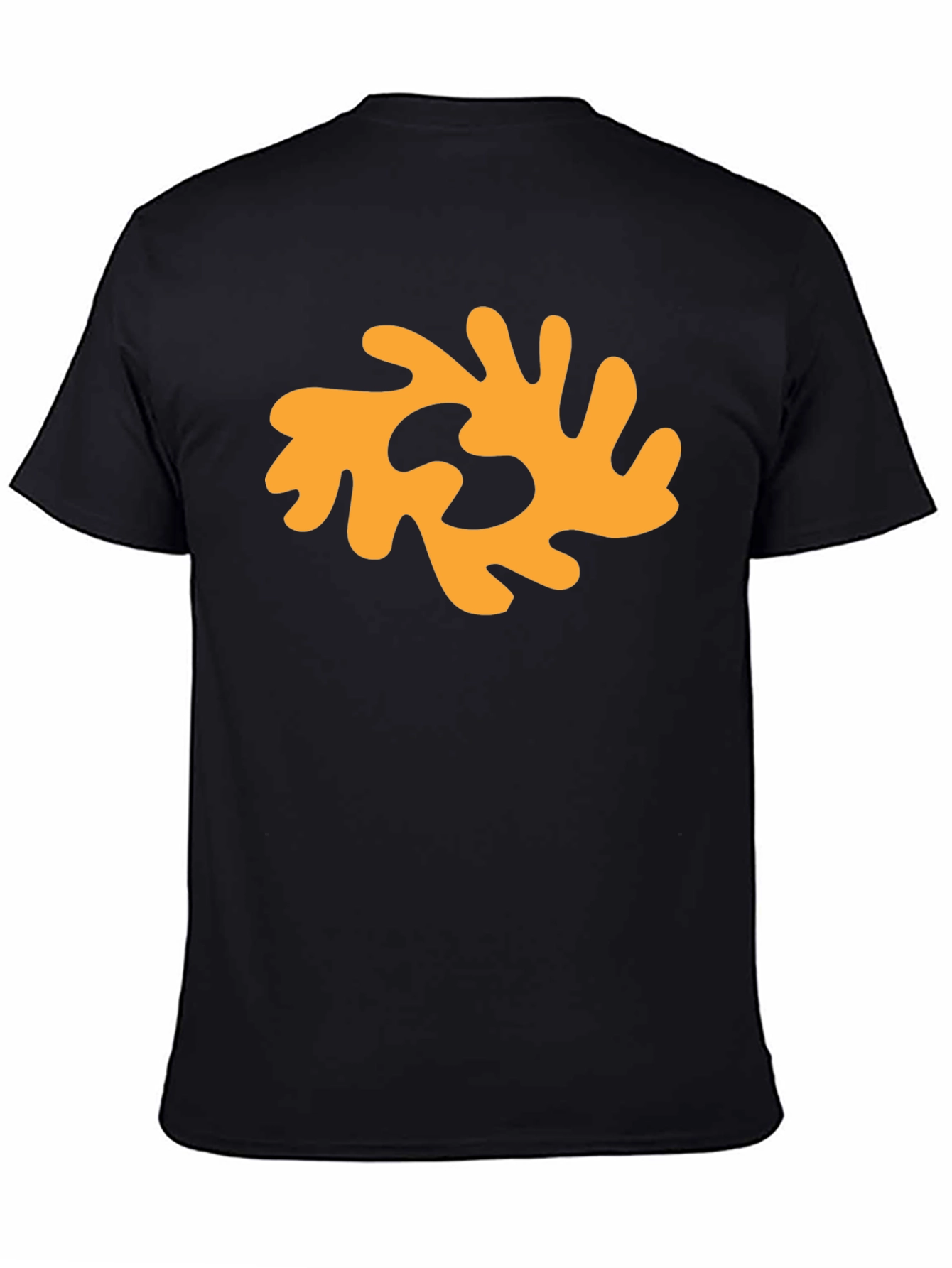 Black Abstract Graphic Tee - Stylish Black Cotton T-Shirt view 4