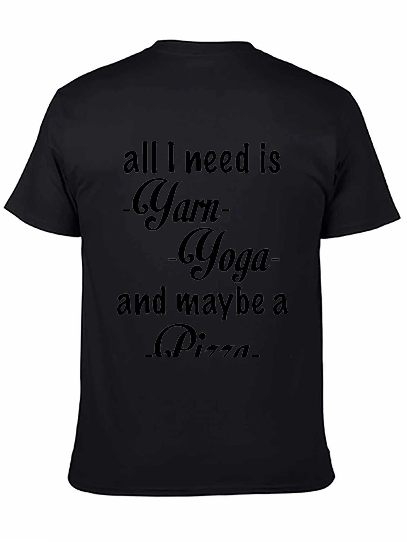 Black Yarn Yoga Pizza T-Shirt, Knitters Tee view 4