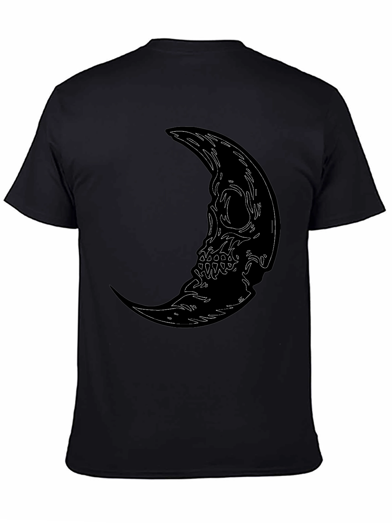 Black Skull Moon Graphic Tee - Men's Black T-Shirt view 4