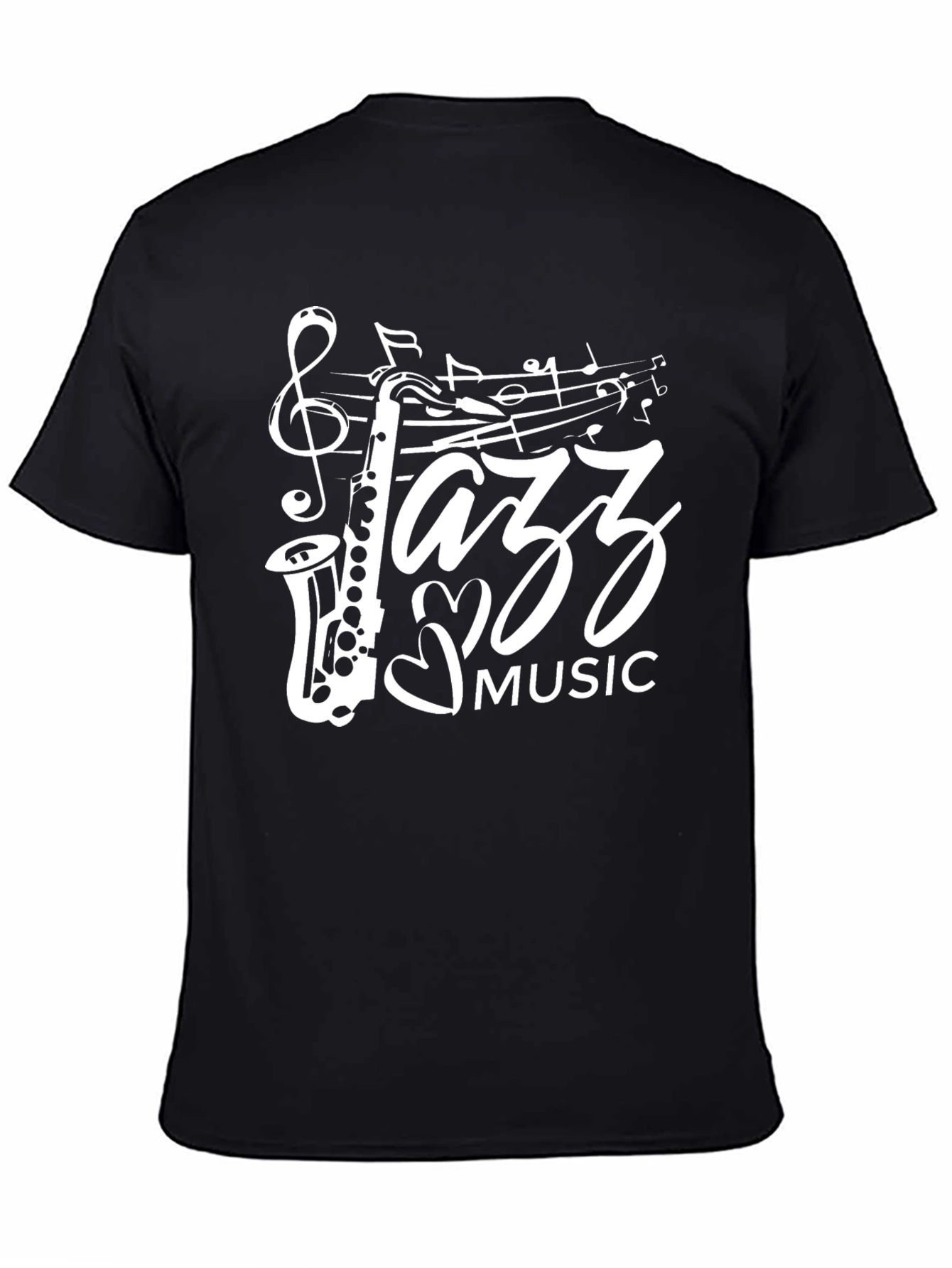 Black Jazz Music Saxophone Graphic T-Shirt view 4