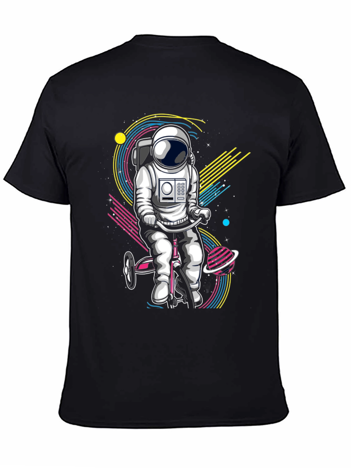 Black Astronaut on Tricycle Graphic T-Shirt view 4
