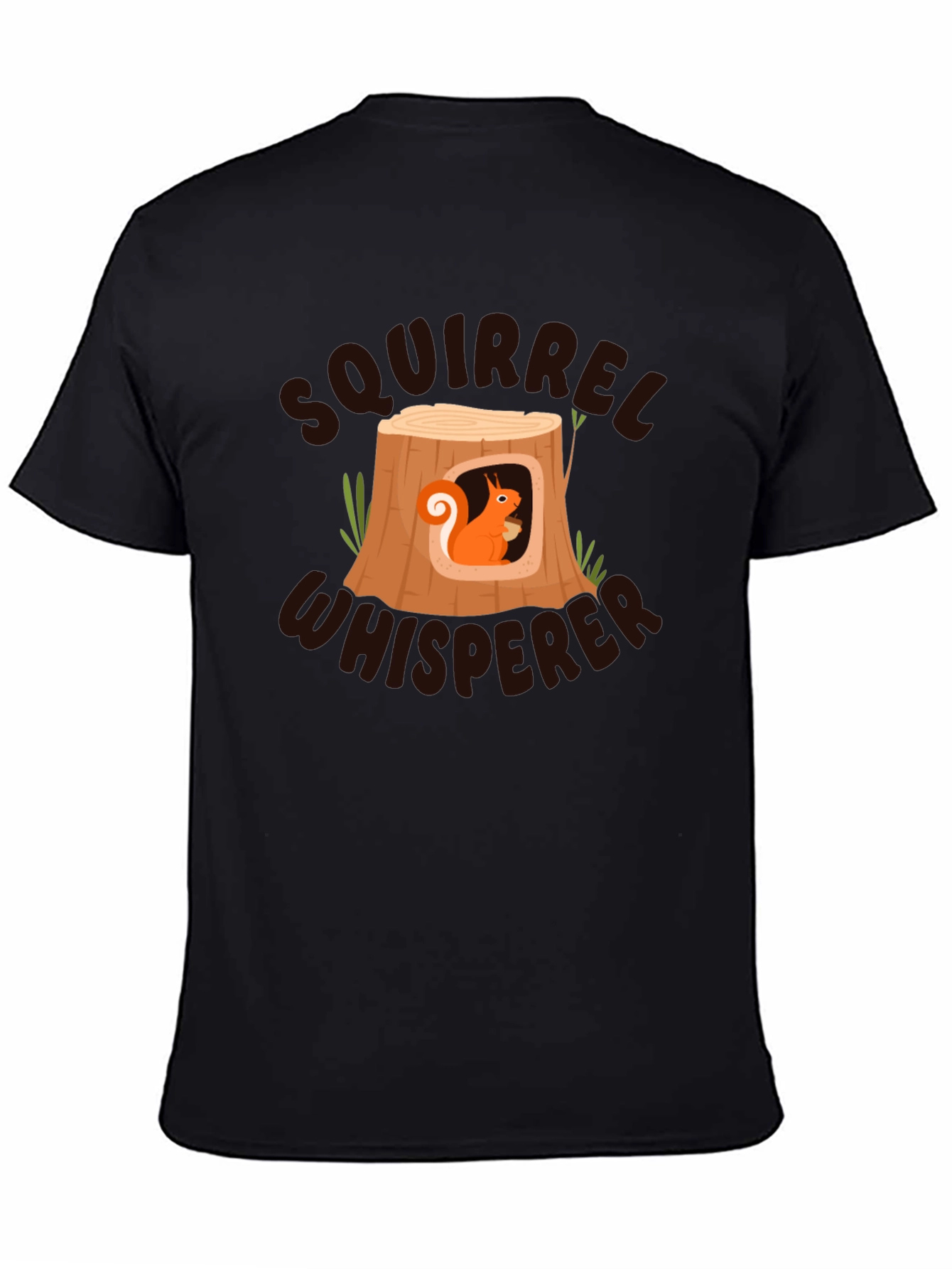 Black Squirrel Whisperer Black T-Shirt - Nature Lover Tee view 4