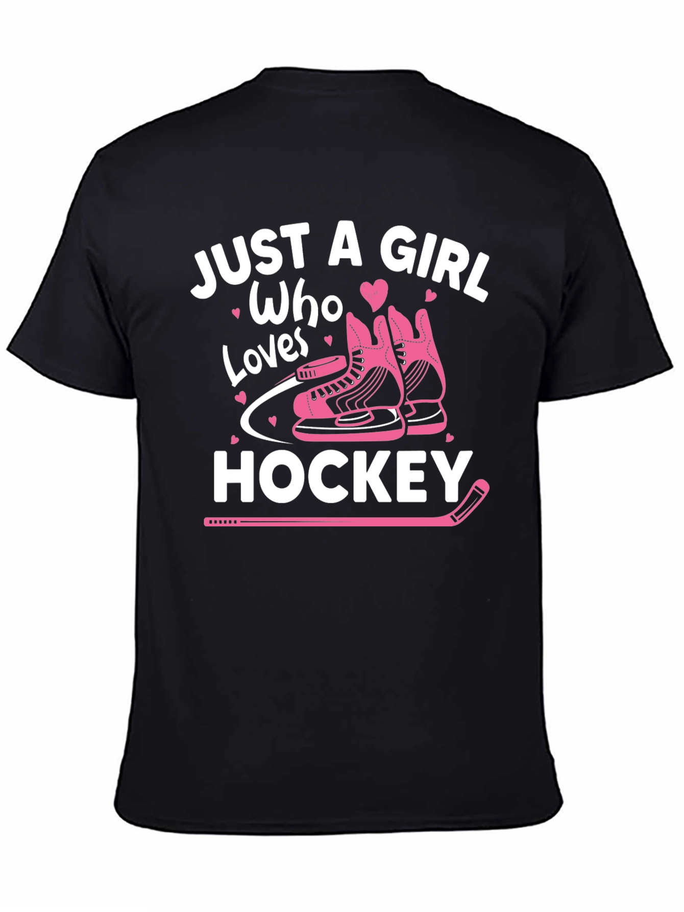 Black Just a Girl Who Loves Hockey T-Shirt view 4