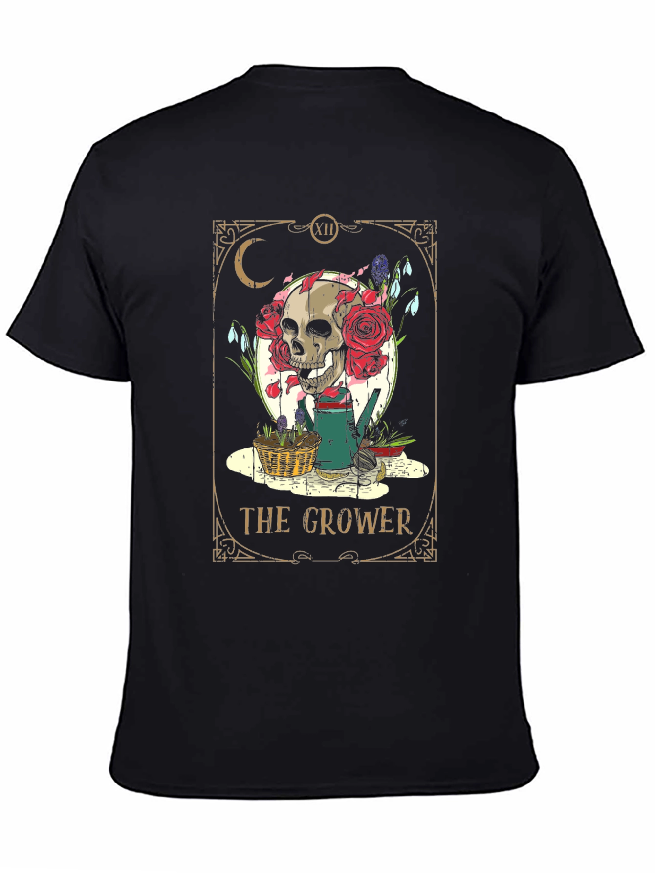 Black The Grower Tarot Card T-Shirt view 4