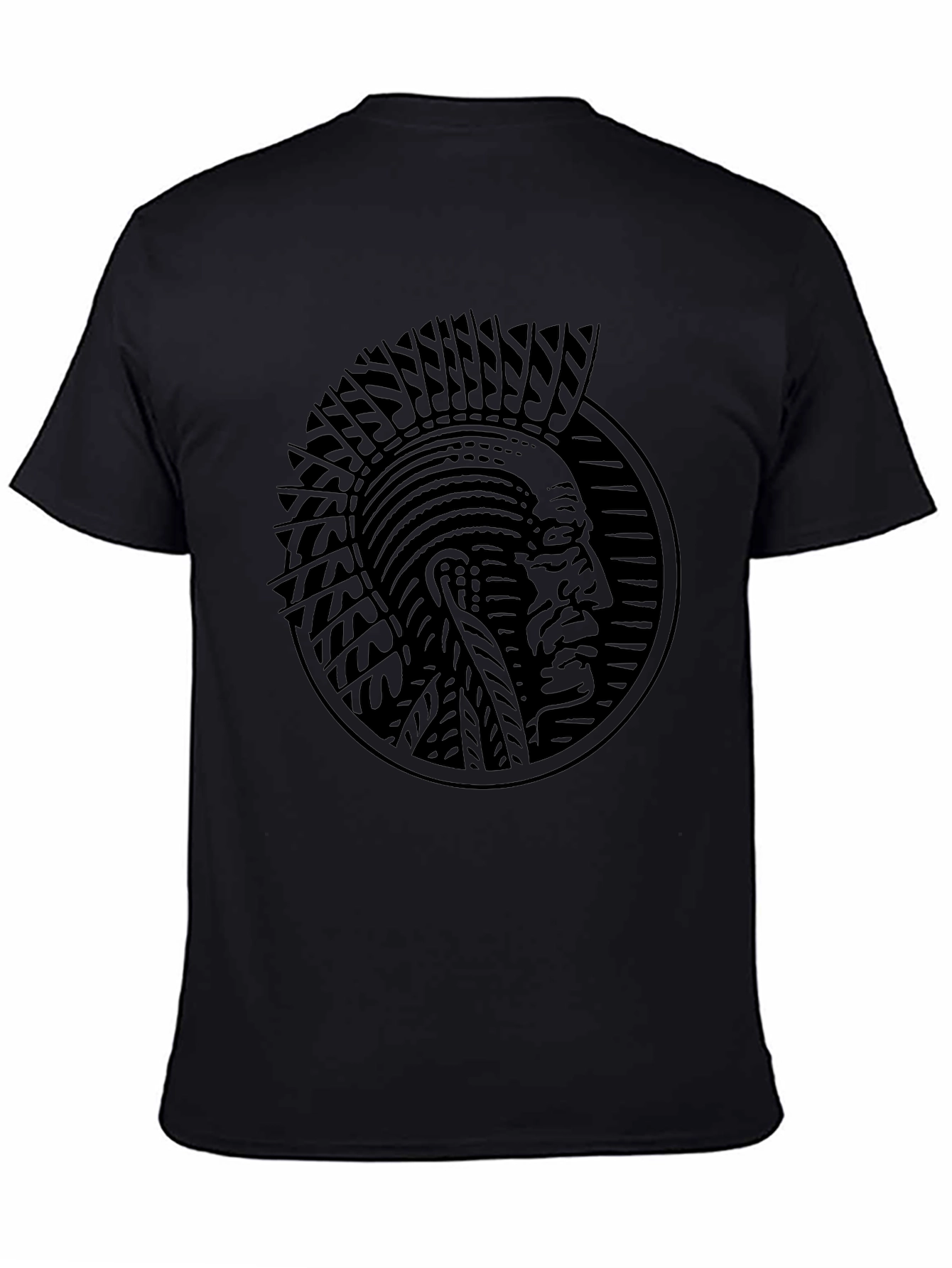 Black Tribal Chief Graphic Black T-Shirt view 4