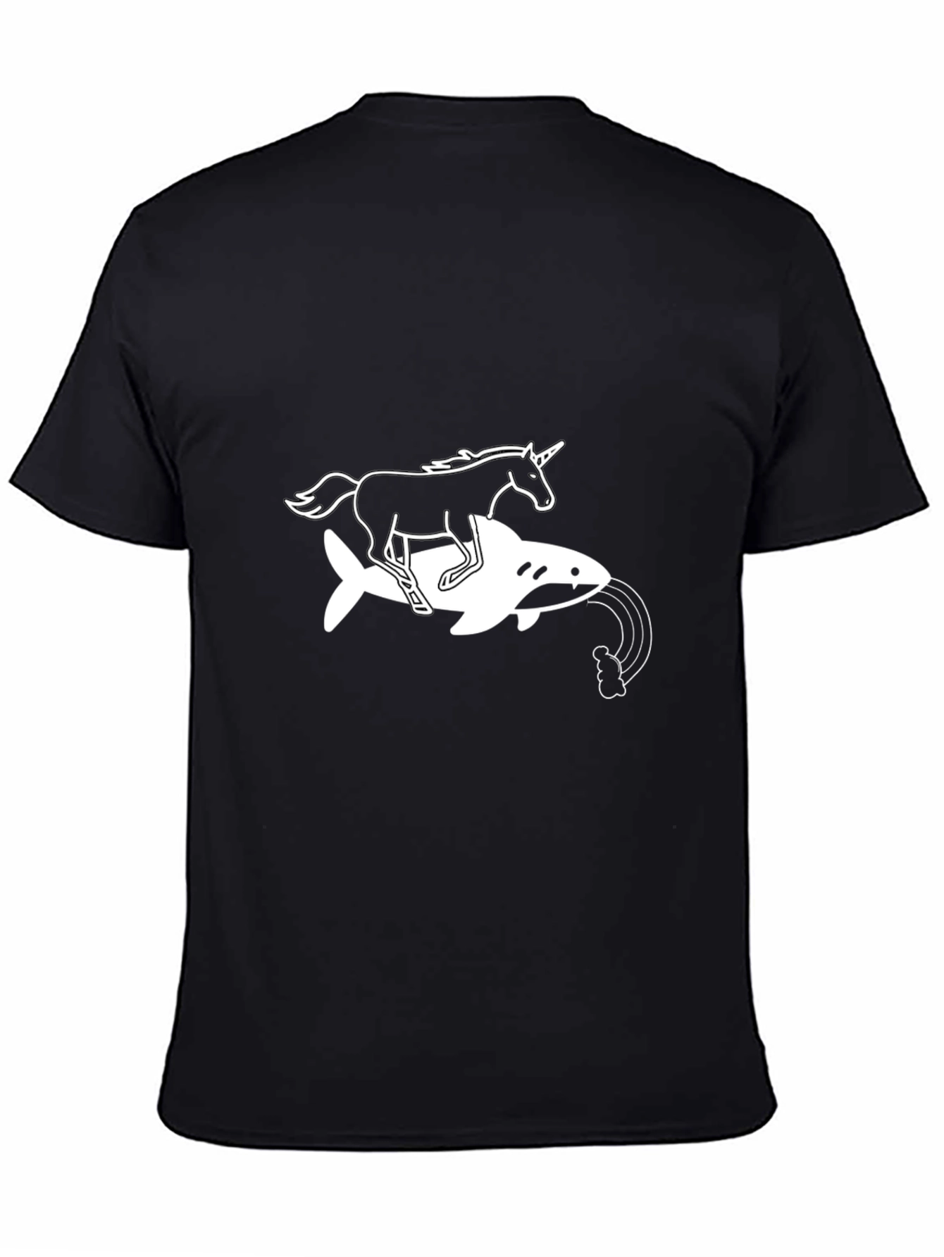 Black Unicorn Riding Shark Graphic Tee view 4
