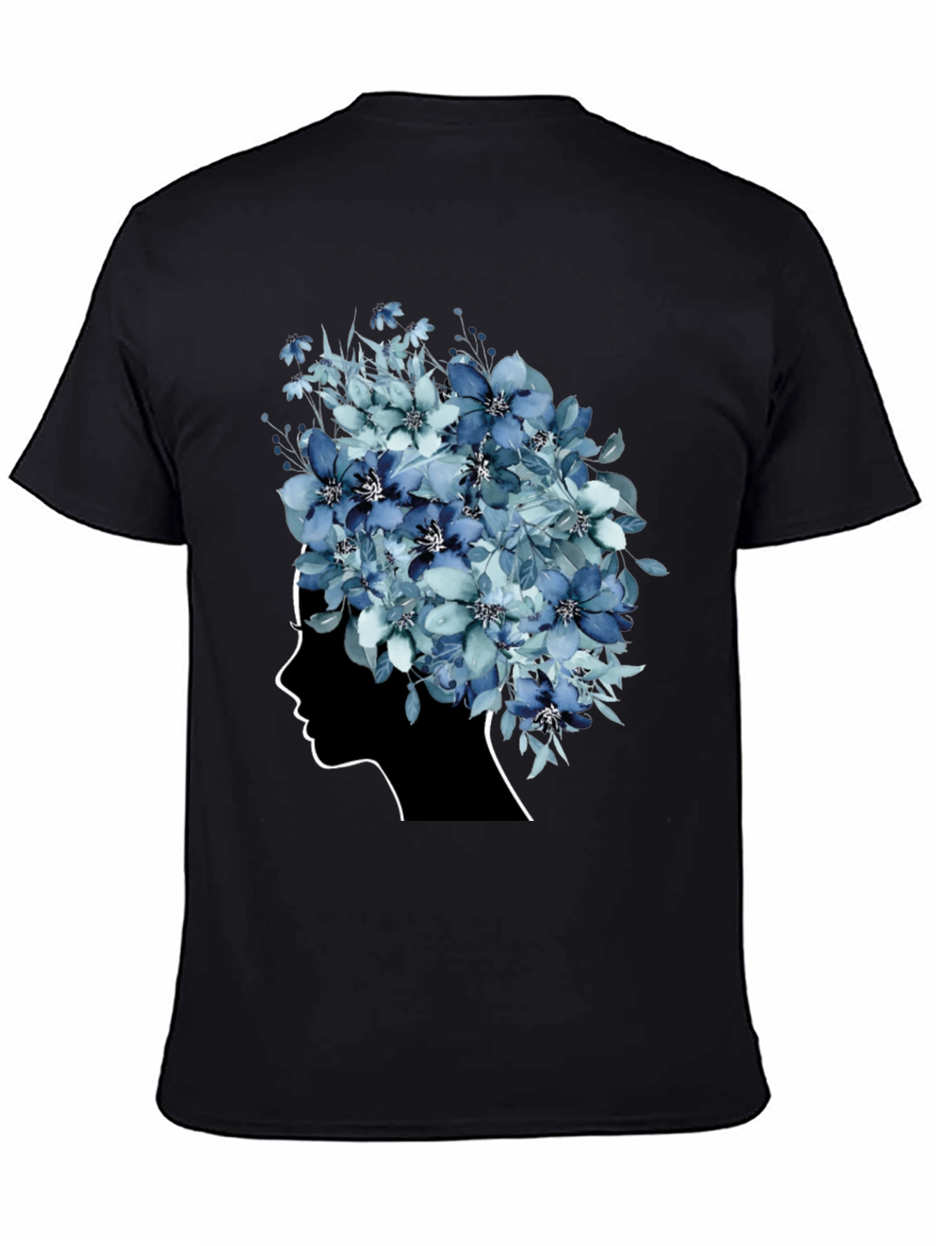 Black Floral Silhouette Graphic Tee - Modern Artistic Design view 4