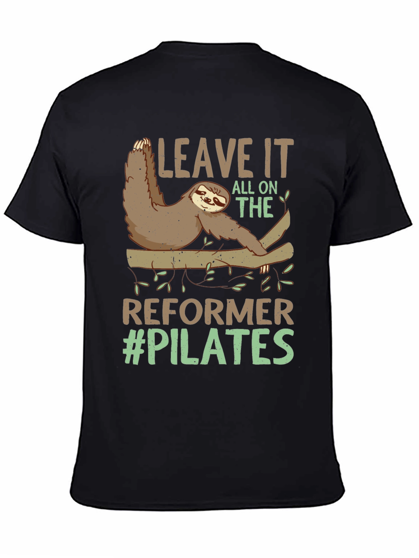 Black Sloth Pilates T-Shirt - Reformer Funny Workout Tee view 4
