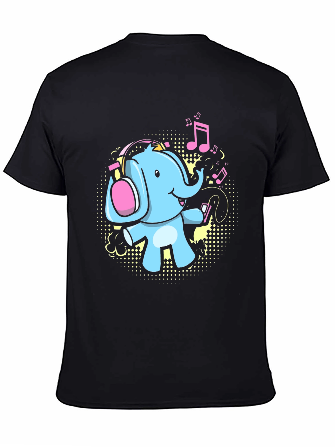 Black DJ Elephant Graphic Tee - Black Cotton Blend view 4