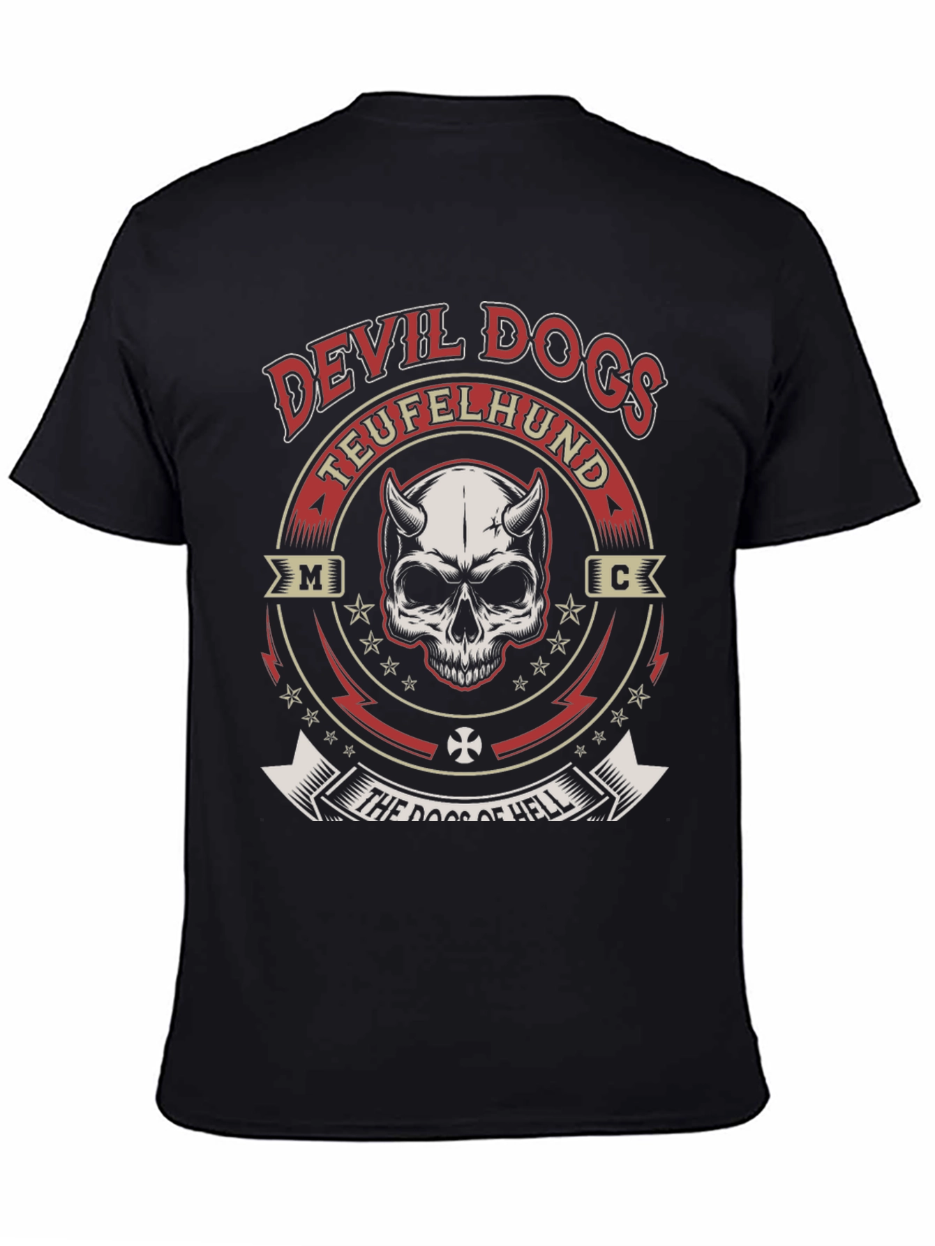 Black Devil Dogs Teufelhund T-Shirt - Skull Graphic Tee view 4