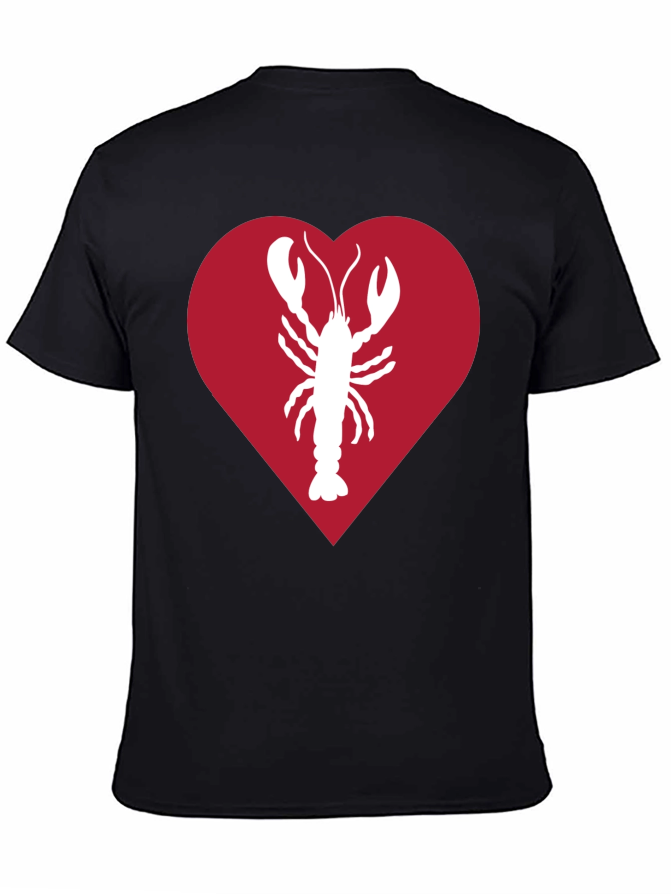 Black Lobster Heart Graphic Tee - Black Unisex Shirt view 4