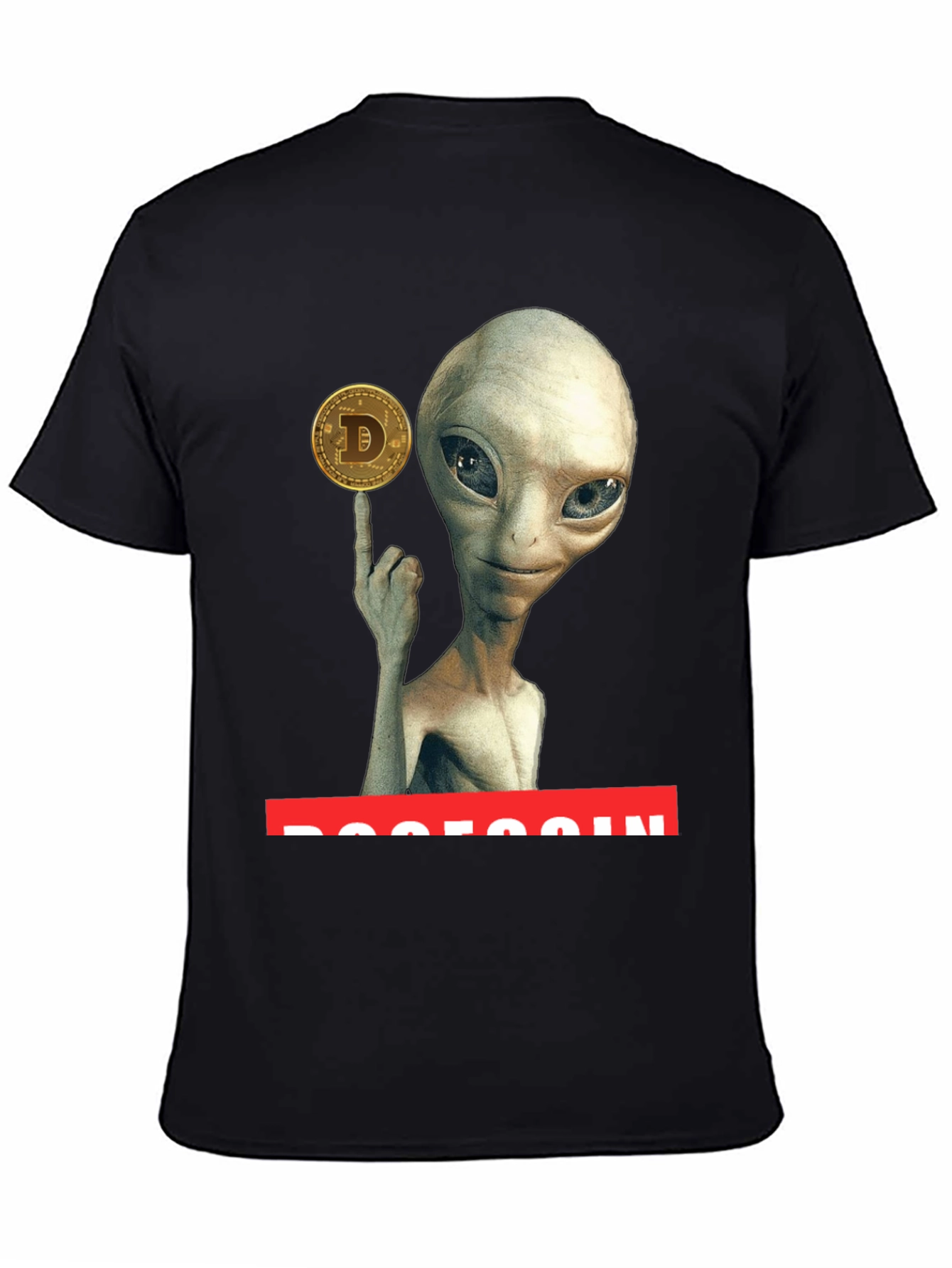 Black Alien Dogecoin T-Shirt - Crypto Tee view 4
