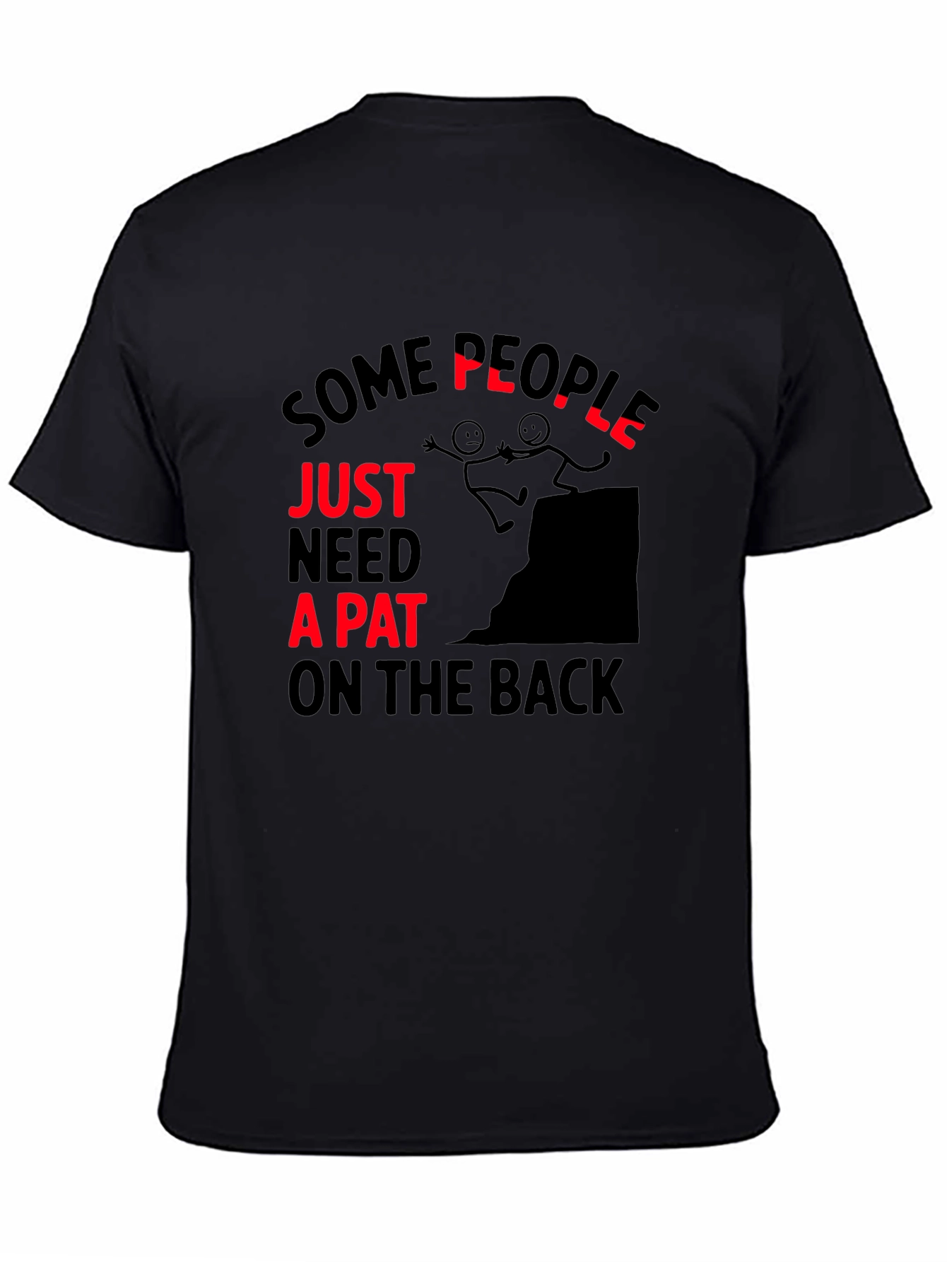 Black Funny "Pat on the Back" Graphic T-Shirt view 4
