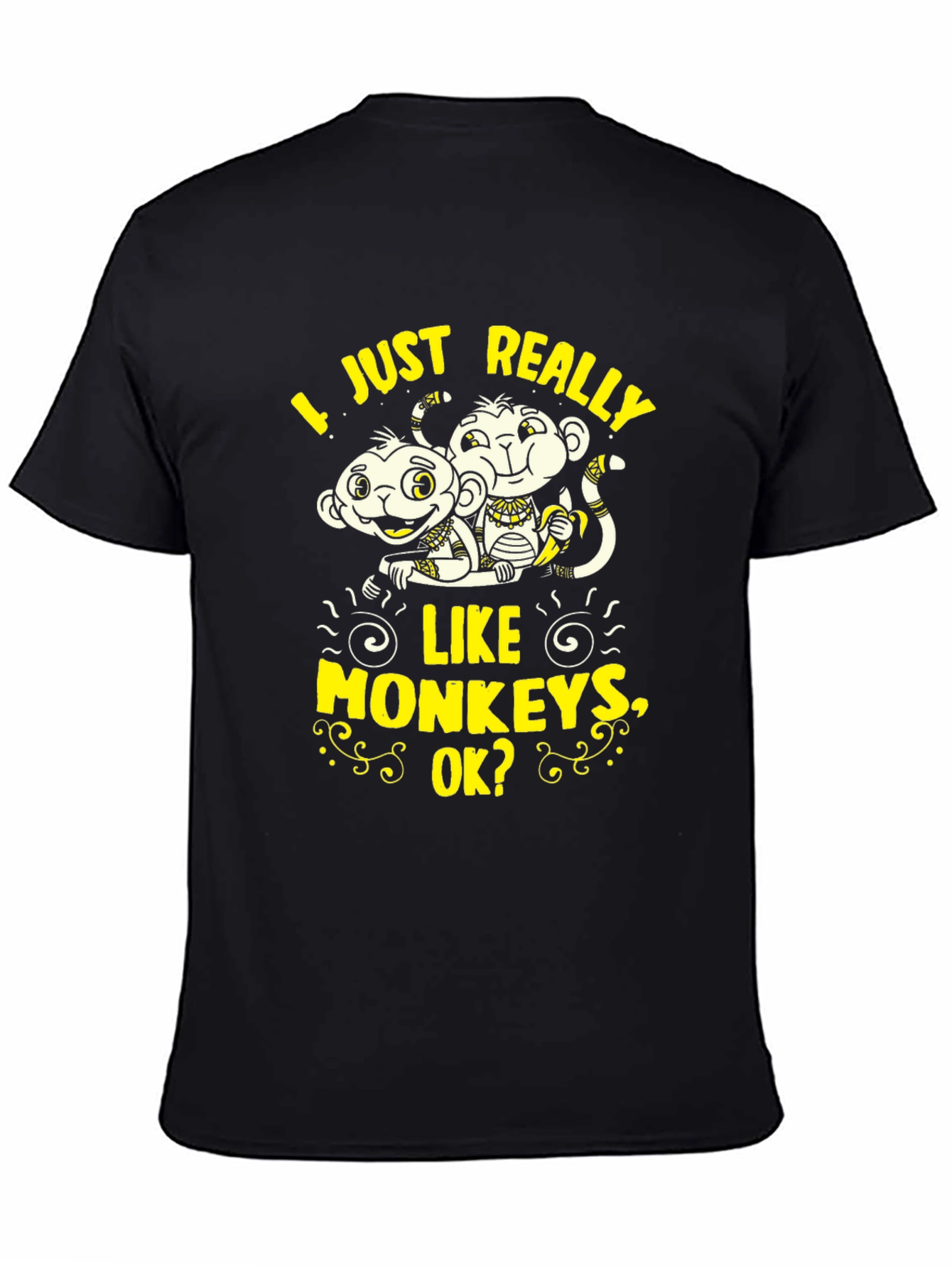 Black Funny Monkey Graphic T-Shirt - I Just Really Like Monkeys view 4