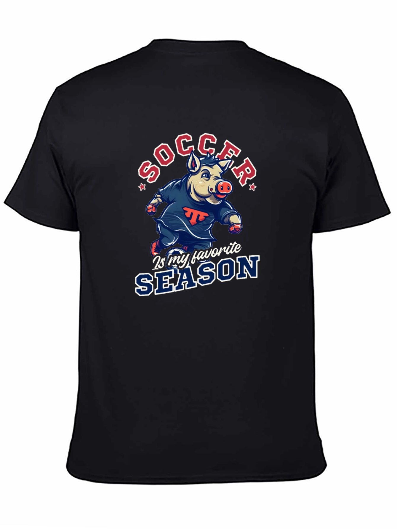 Black Soccer Pig T-Shirt - Favorite Season Tee view 4