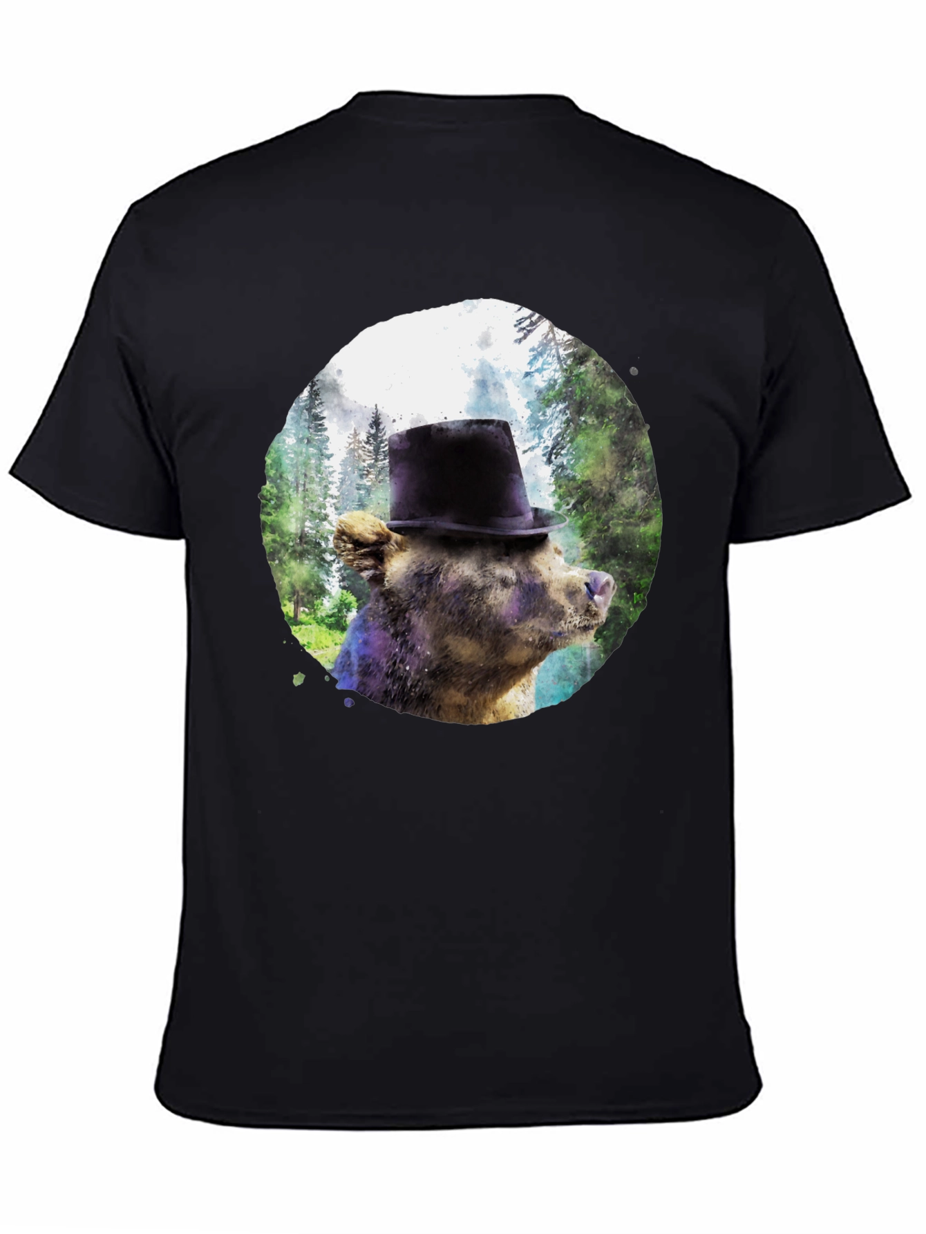 Black Bear in Top Hat Graphic Tee - Unique Forest Design view 4