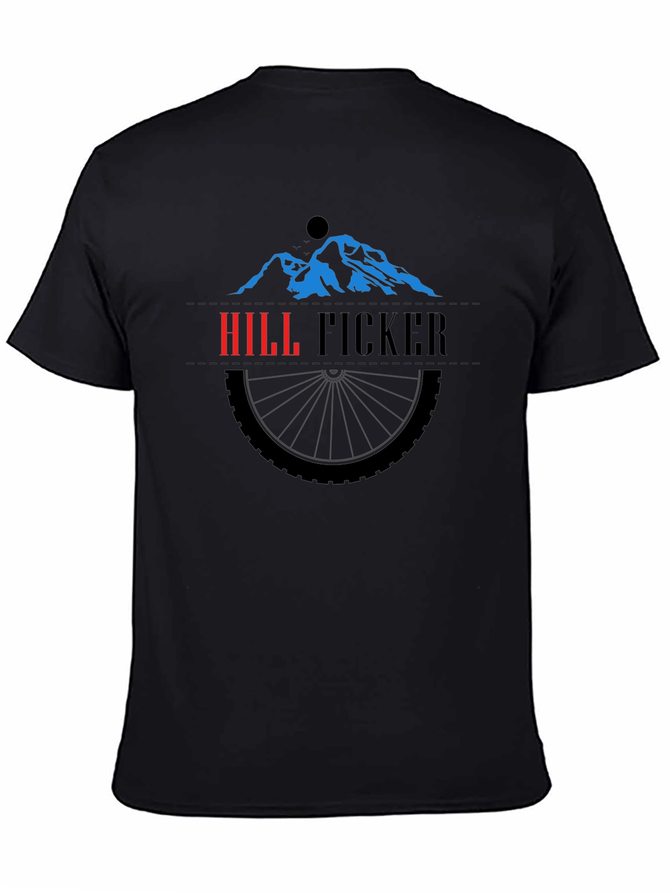 Black Hill Ficker Black T-Shirt with Mountain Bike Design view 4