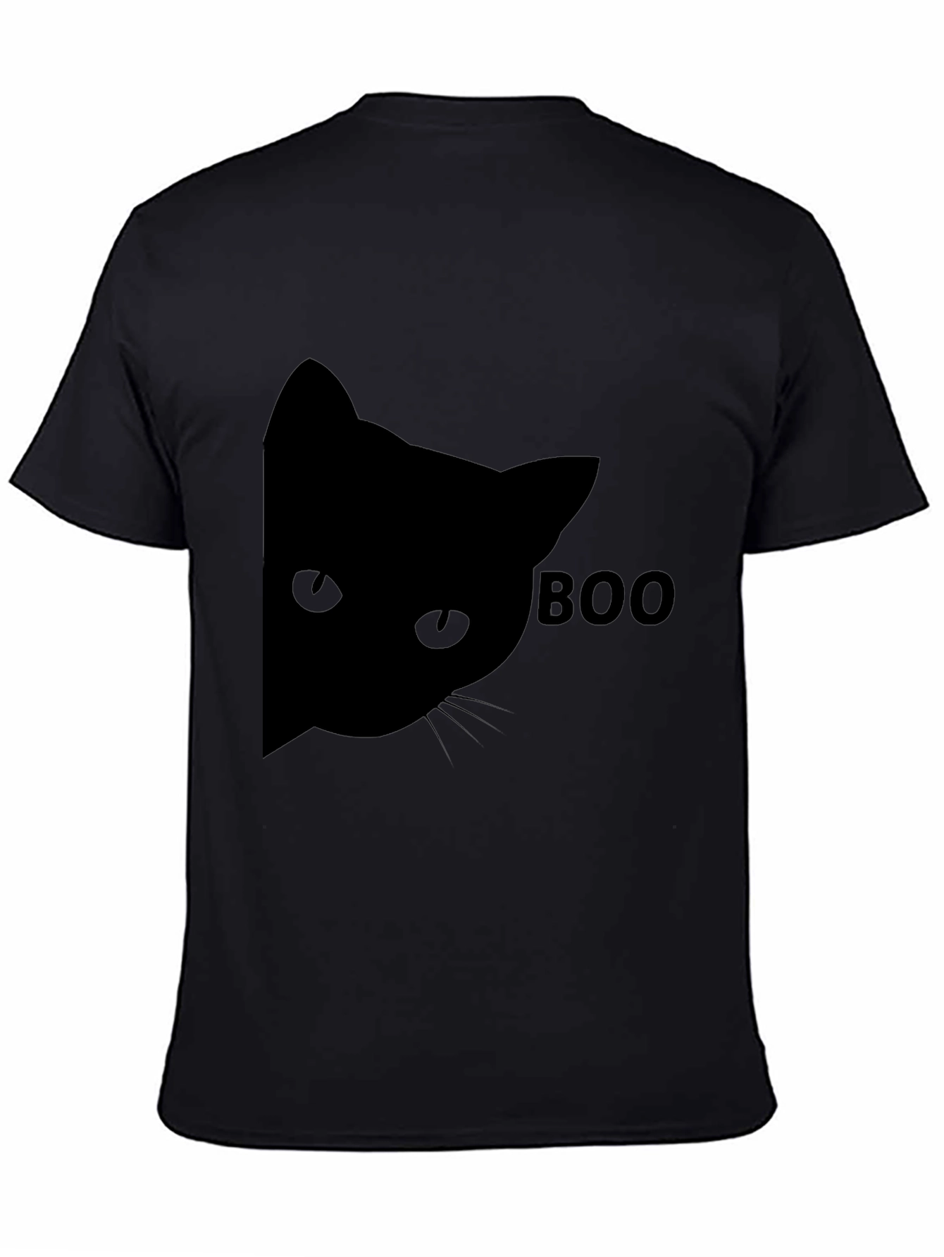 Black Boo Cat Black Tee - Halloween Fun view 4