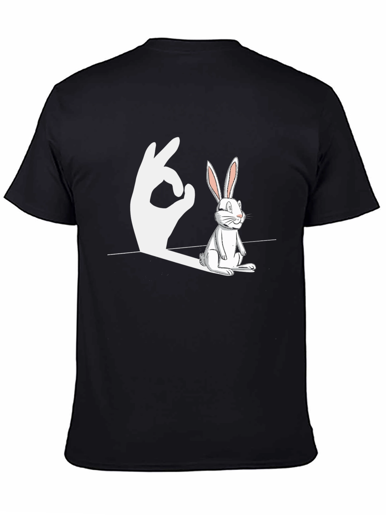 Black Rabbit Shadow Hand Gesture Funny Graphic T-Shirt view 4