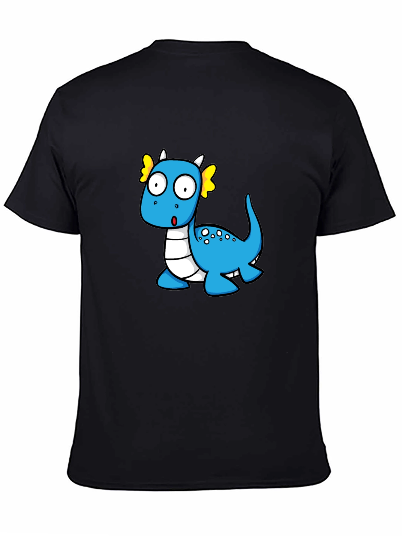 Black Cute Cartoon Dragon Graphic T-Shirt view 4
