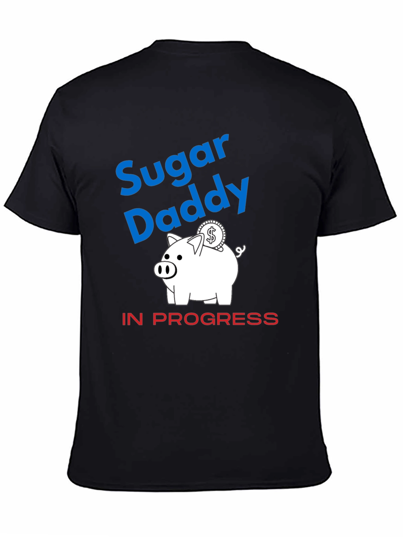 Black Sugar Daddy in Progress Piggy Bank Funny Graphic T-Shirt view 4