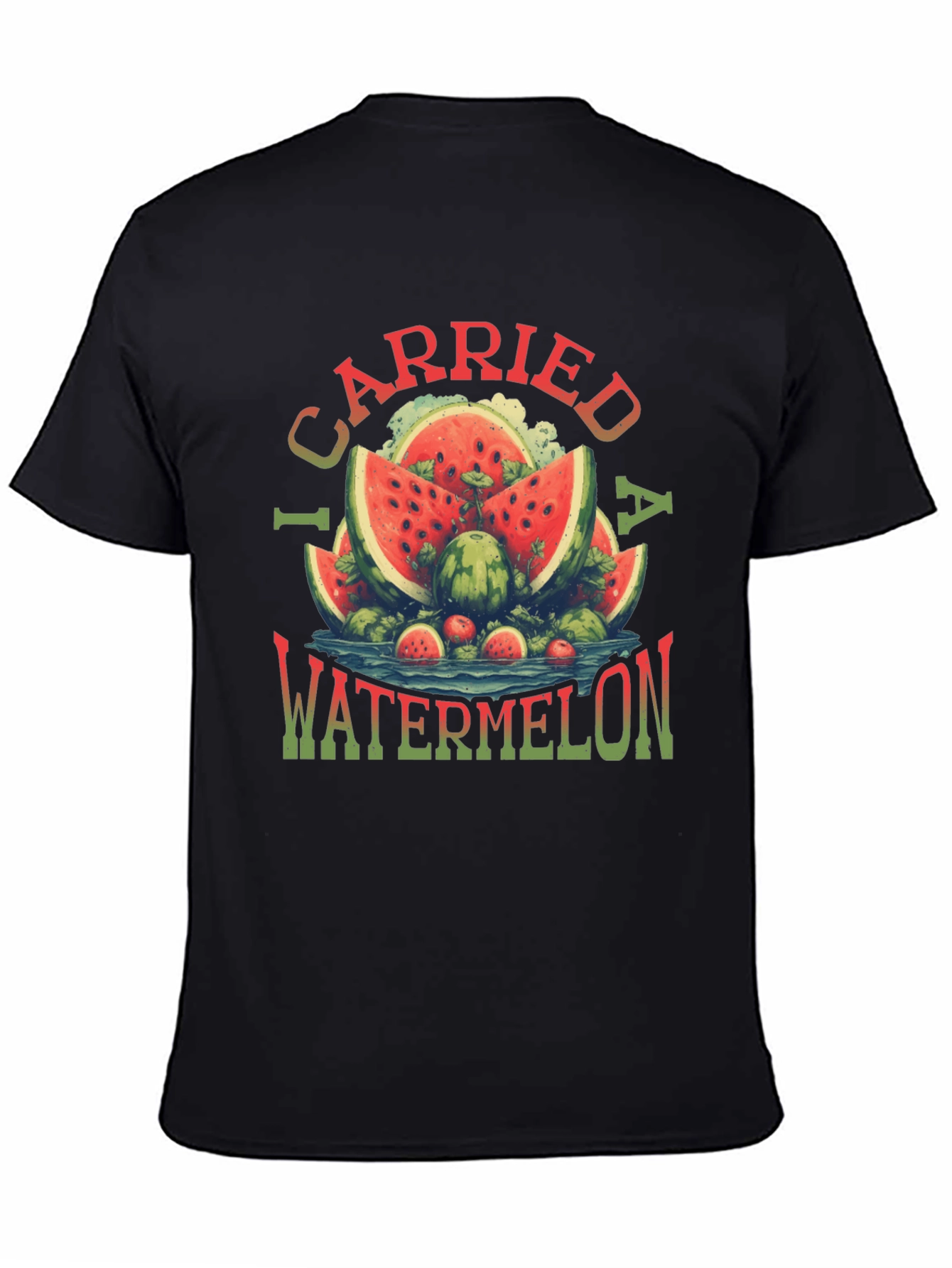 Black I Carried a Watermelon T-Shirt - Funny Summer Tee view 4