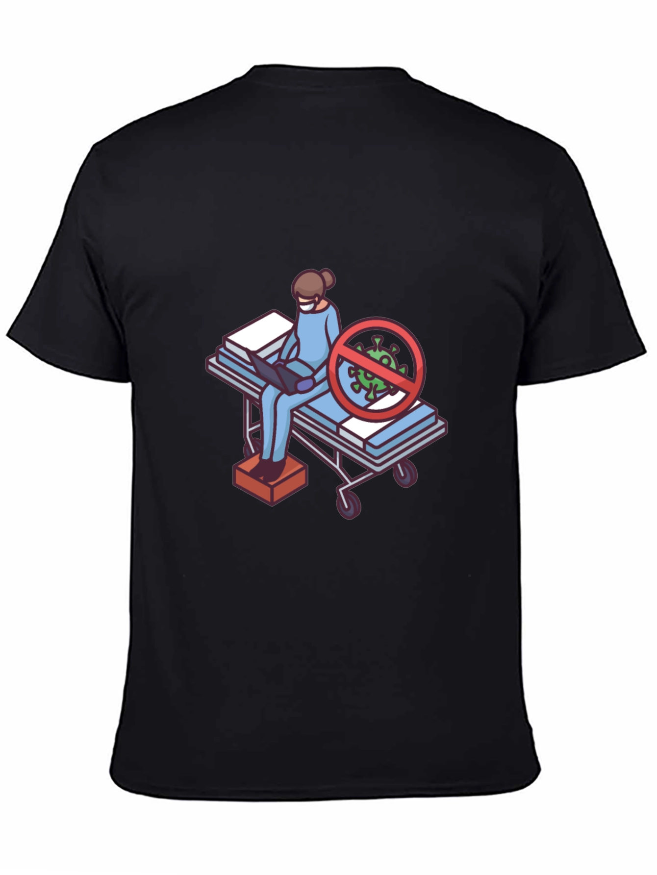 Black Black T-Shirt with Medical Cartoon Graphic view 4