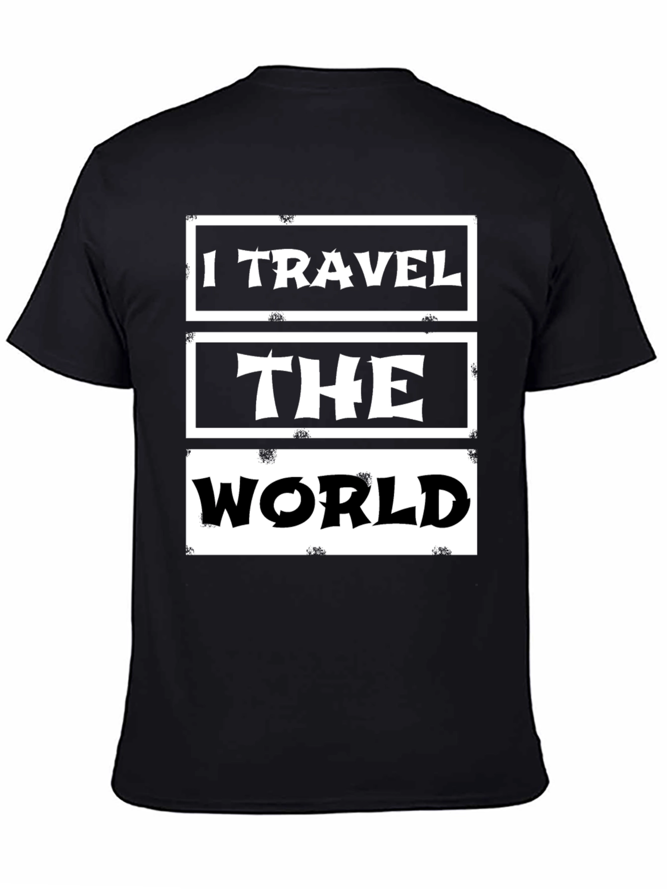 Black I Travel The World Graphic Tee - Black Cotton Casual T-Shirt view 4