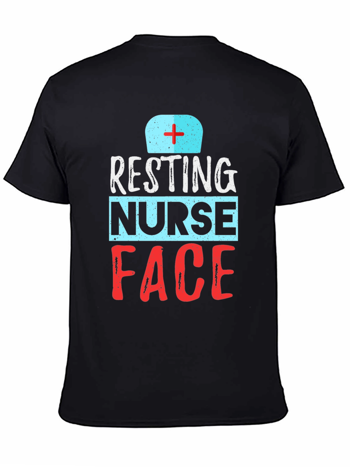 Black Resting Nurse Face Graphic T-Shirt - Black view 4