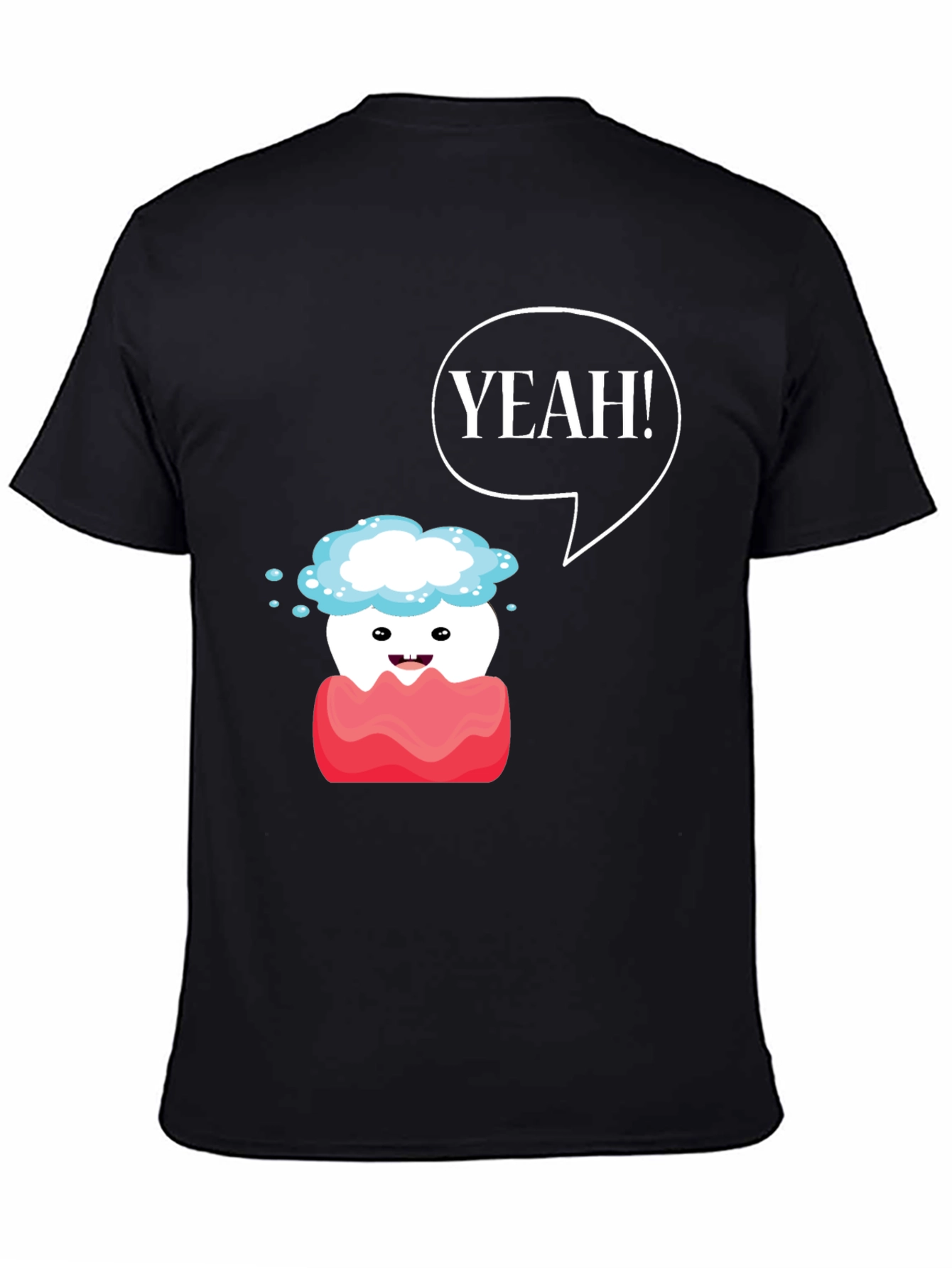 Black Yeah! Cartoon Tooth Black T-Shirt view 4