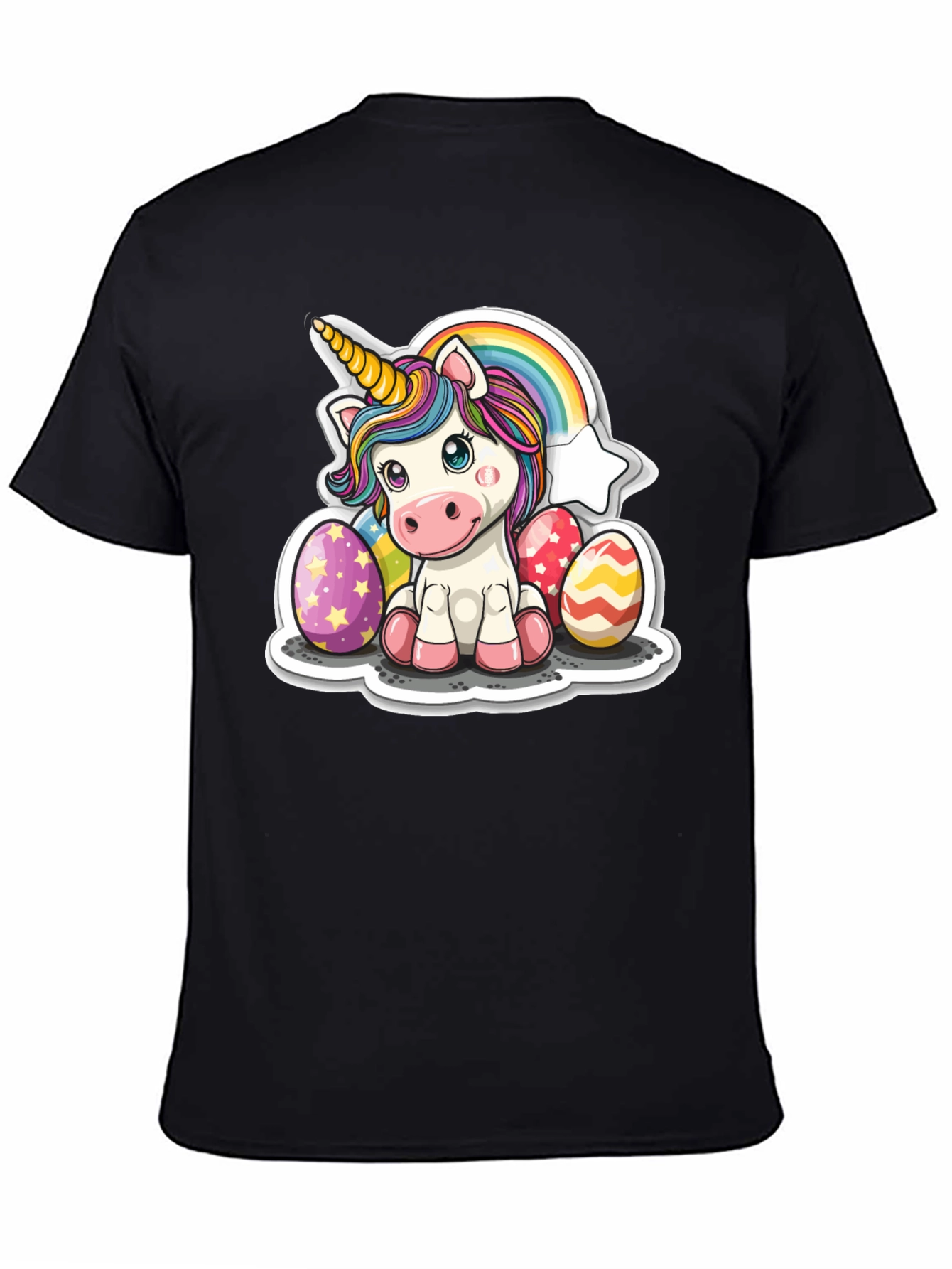 Black Unicorn Easter Egg T-Shirt view 4