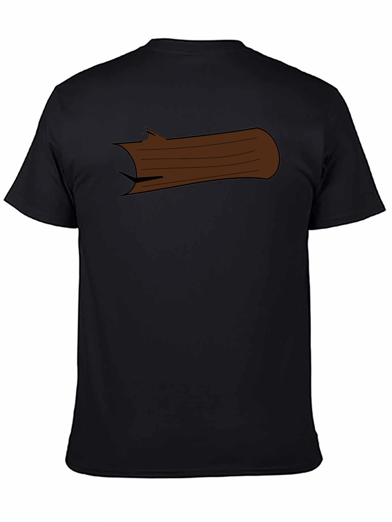 Black Cartoon Log Graphic Tee - Black Cotton T-Shirt view 4