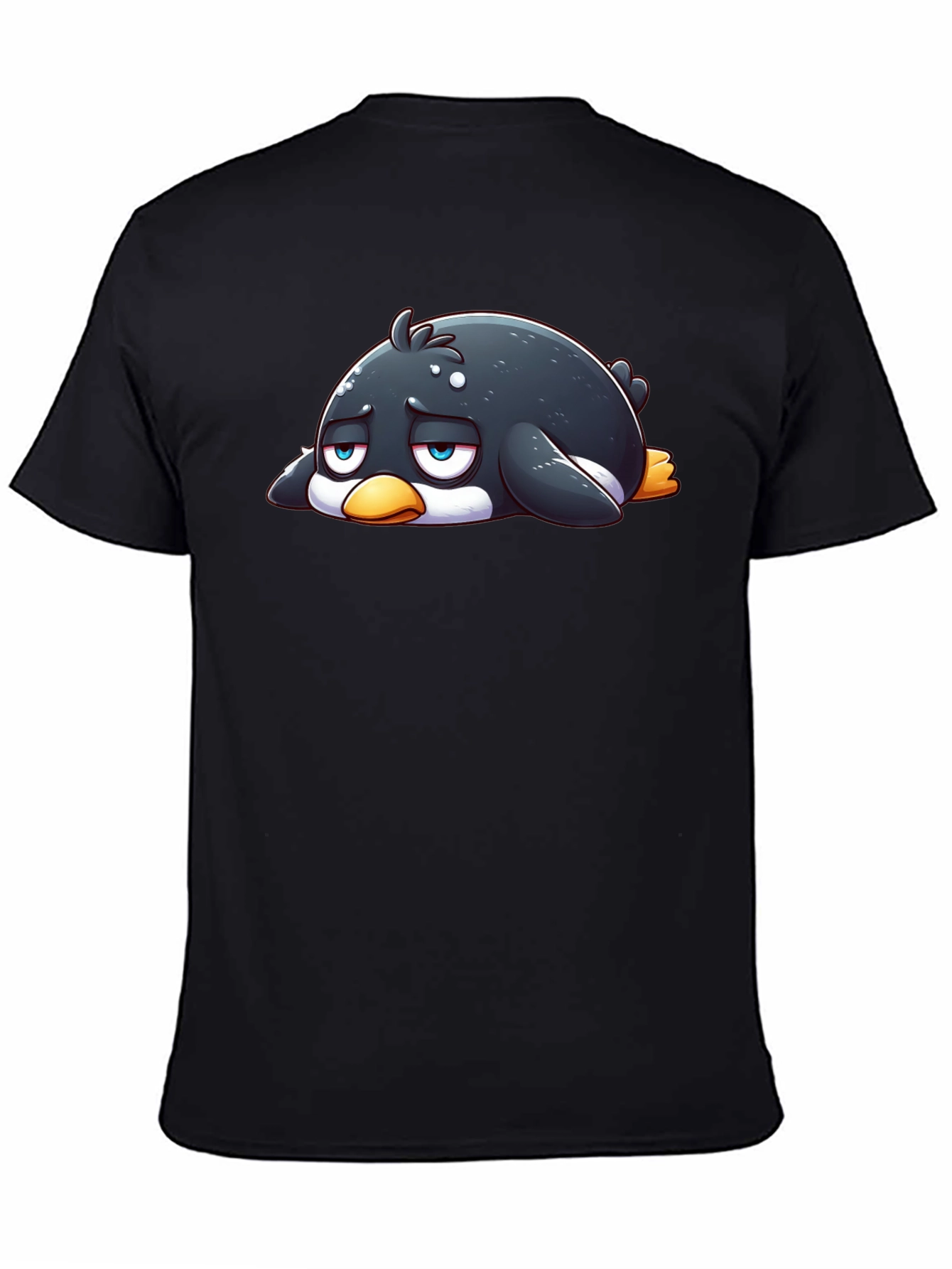 Black Sad Penguin Graphic Tee - Black Cotton Blend view 4
