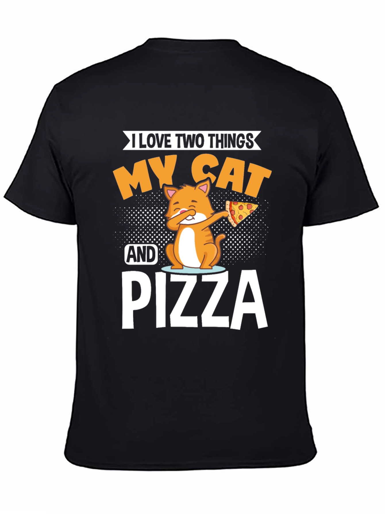 Black My Cat and Pizza T-Shirt - Funny Novelty Tee view 4