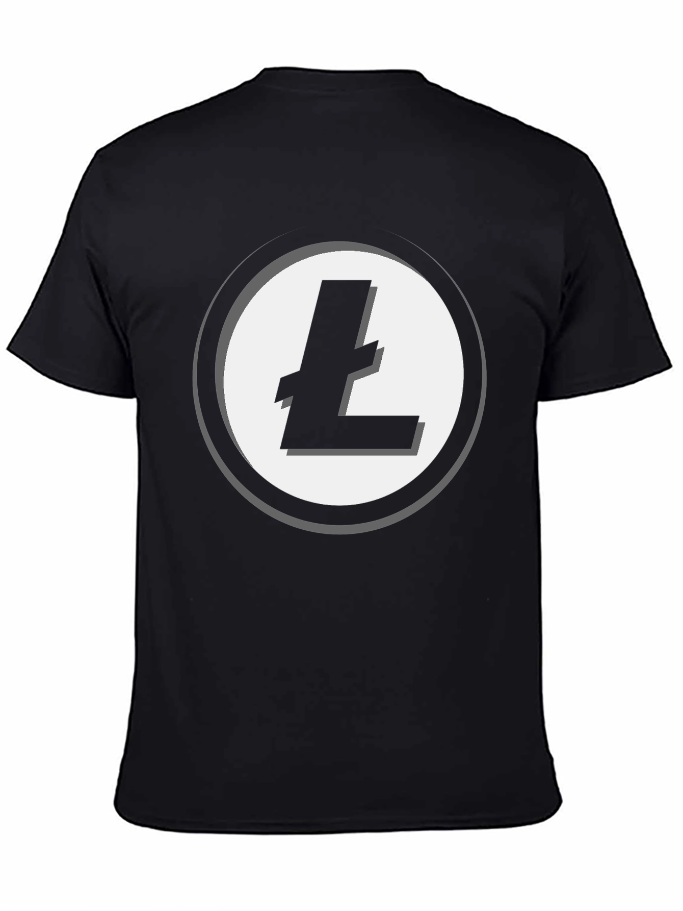 Black Litecoin Logo T-Shirt - Crypto Enthusiast Apparel view 4